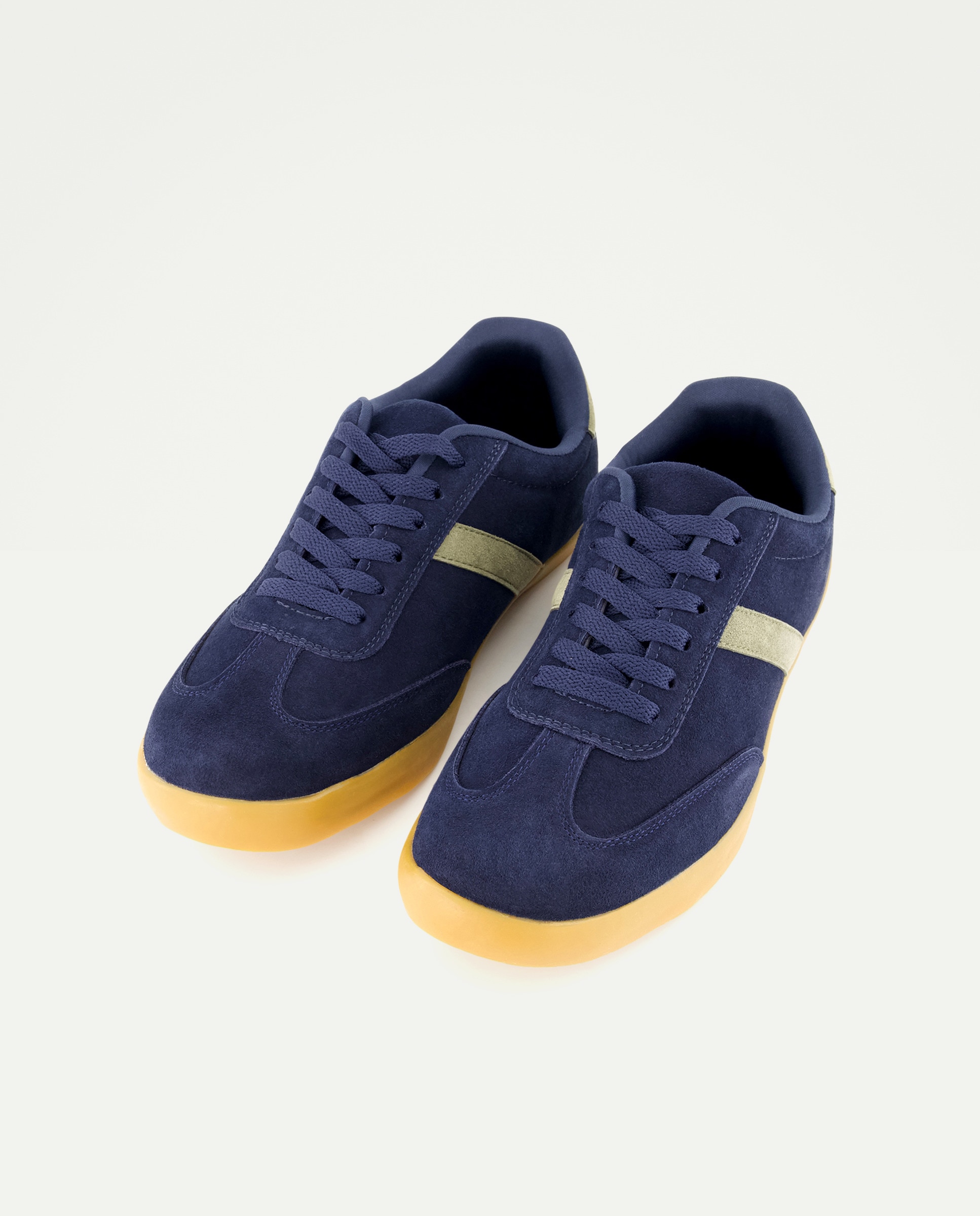 Deportivo cordones de hombre de serraje con piso de goma Azul marino-2