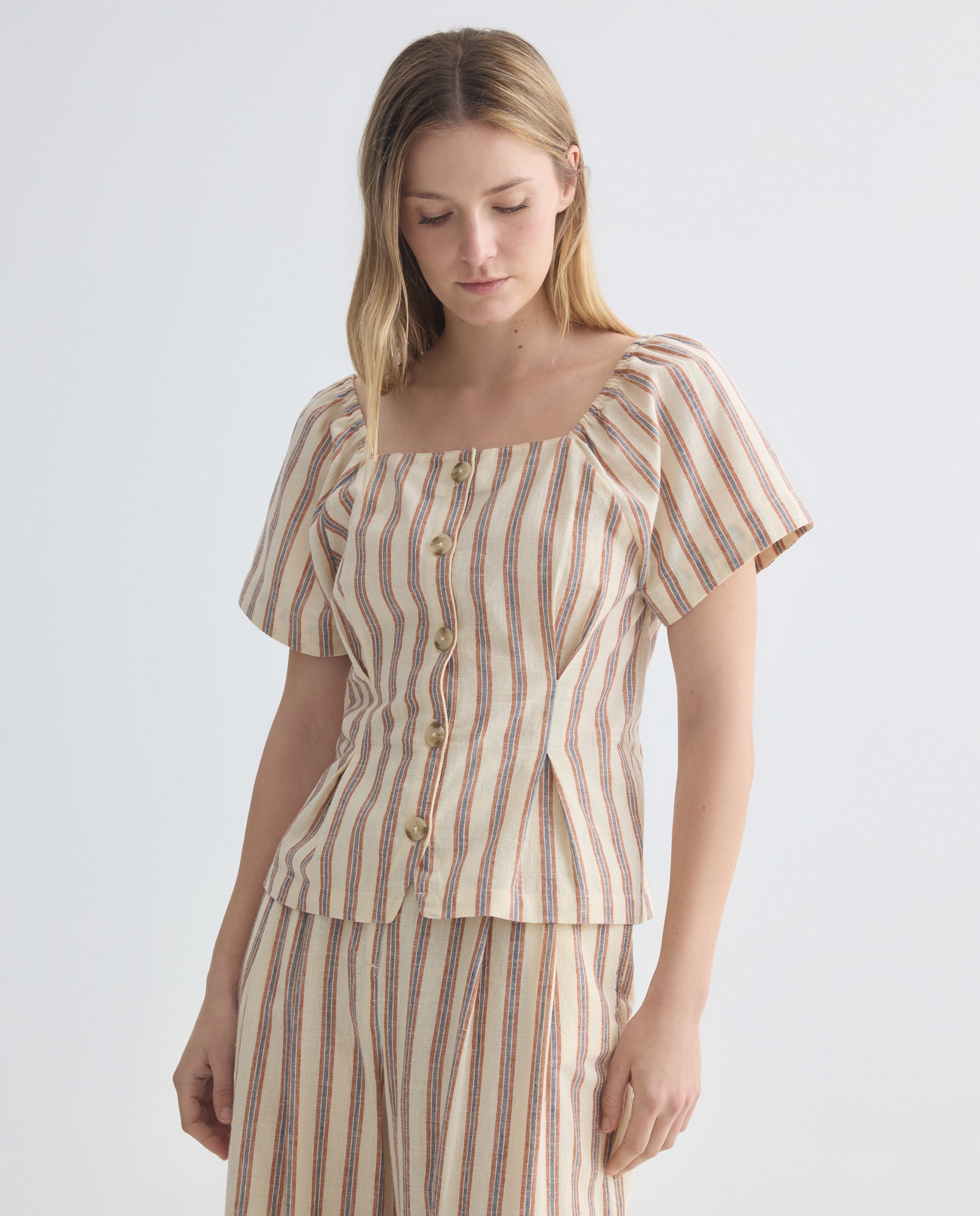Imagen 0 de Blusa de mujer de rayas total look
