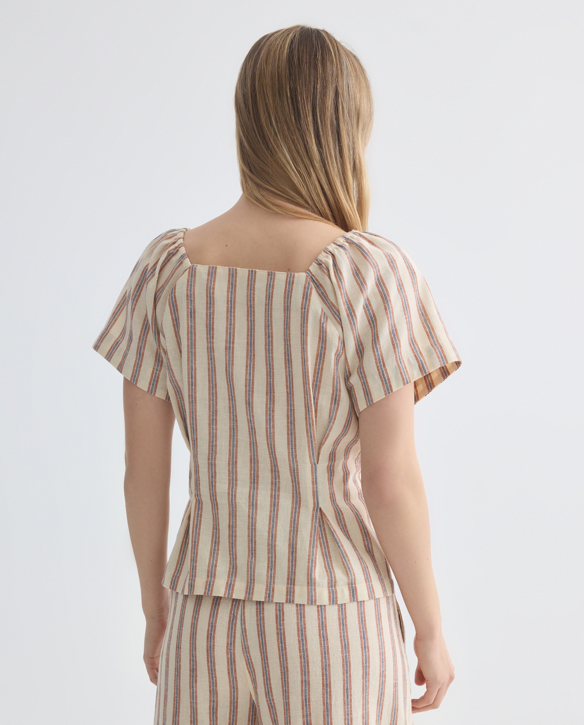 Blusa de mujer de rayas total look Azul marino-3