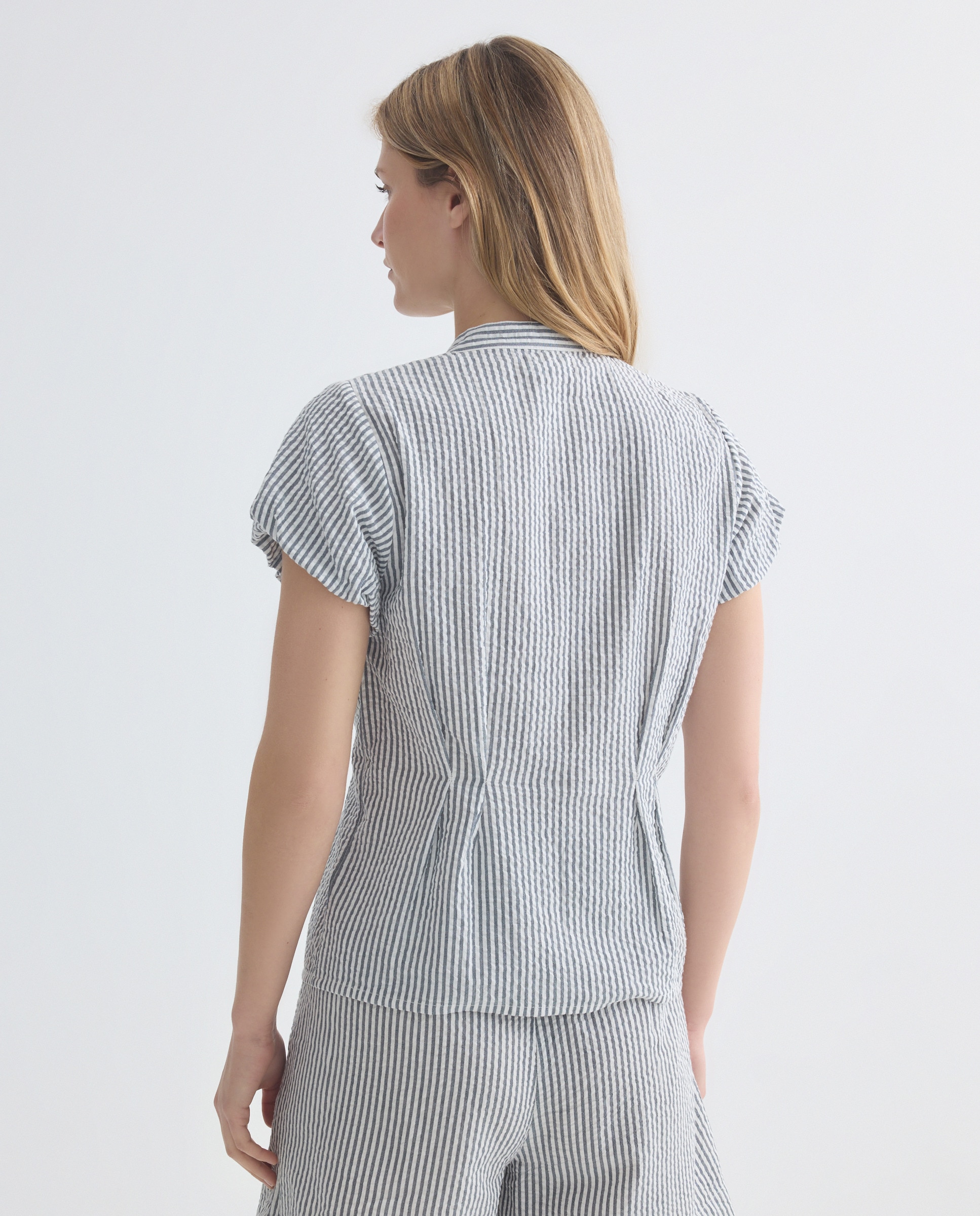 Blusa de mujer de rayas total look Negro-3