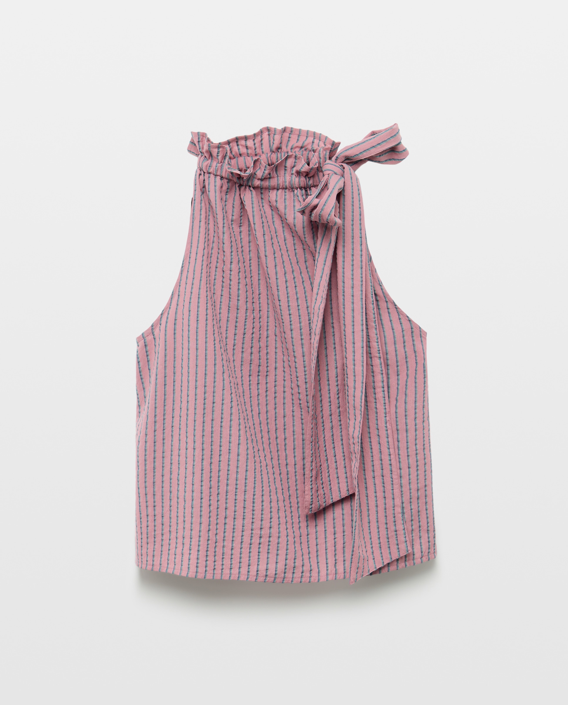 Blusa de mujer lazada de rayas total look Rosa-5