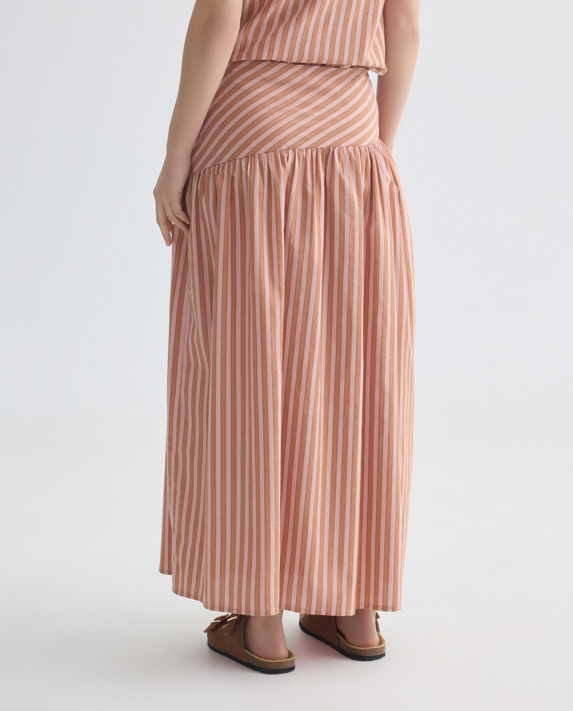 Falda de mujer asimétrica de rayas total look Blanco-3