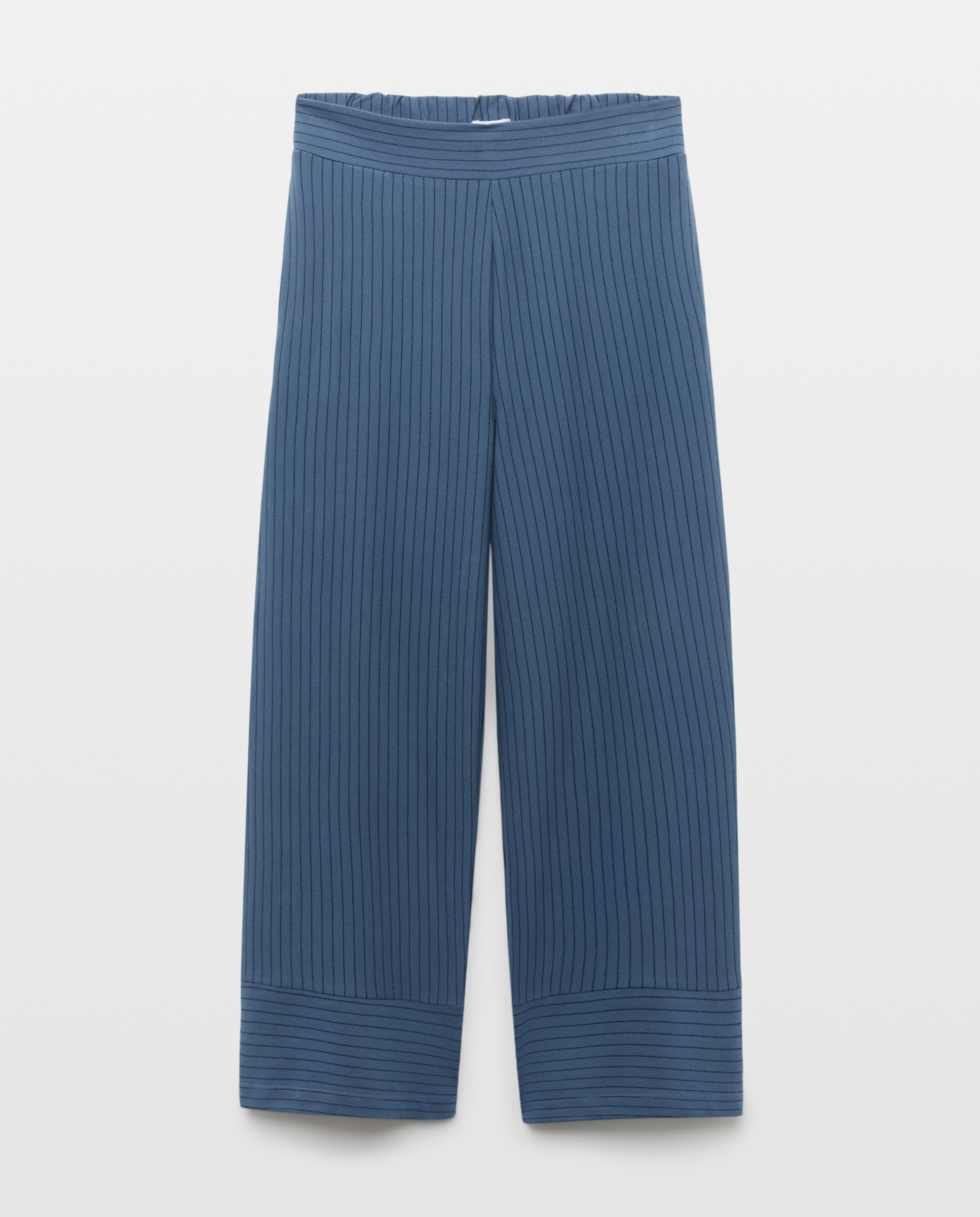 Pantalon de mujer ancho de rayas Azul-4