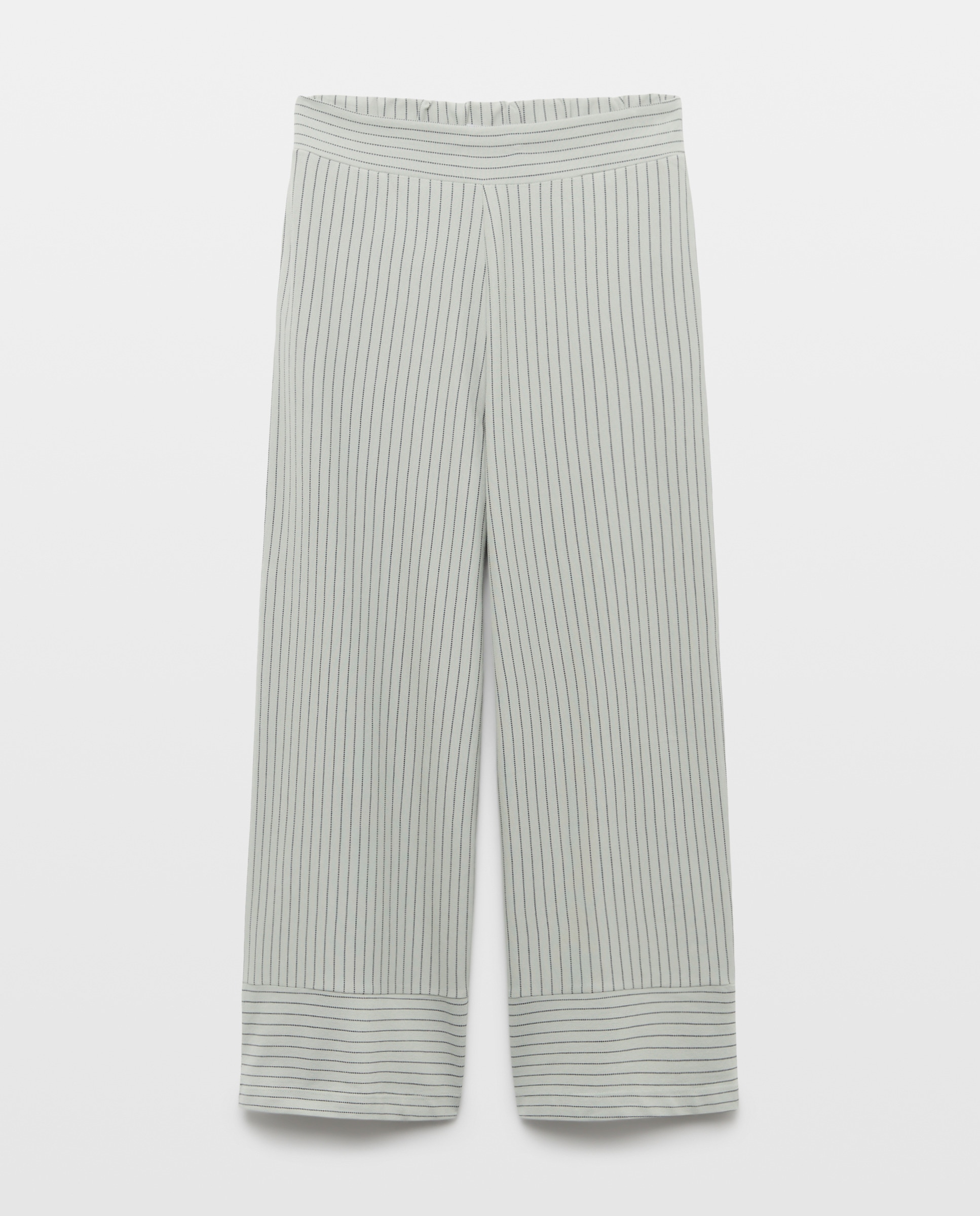 Pantalon de mujer ancho de rayas Verde-4