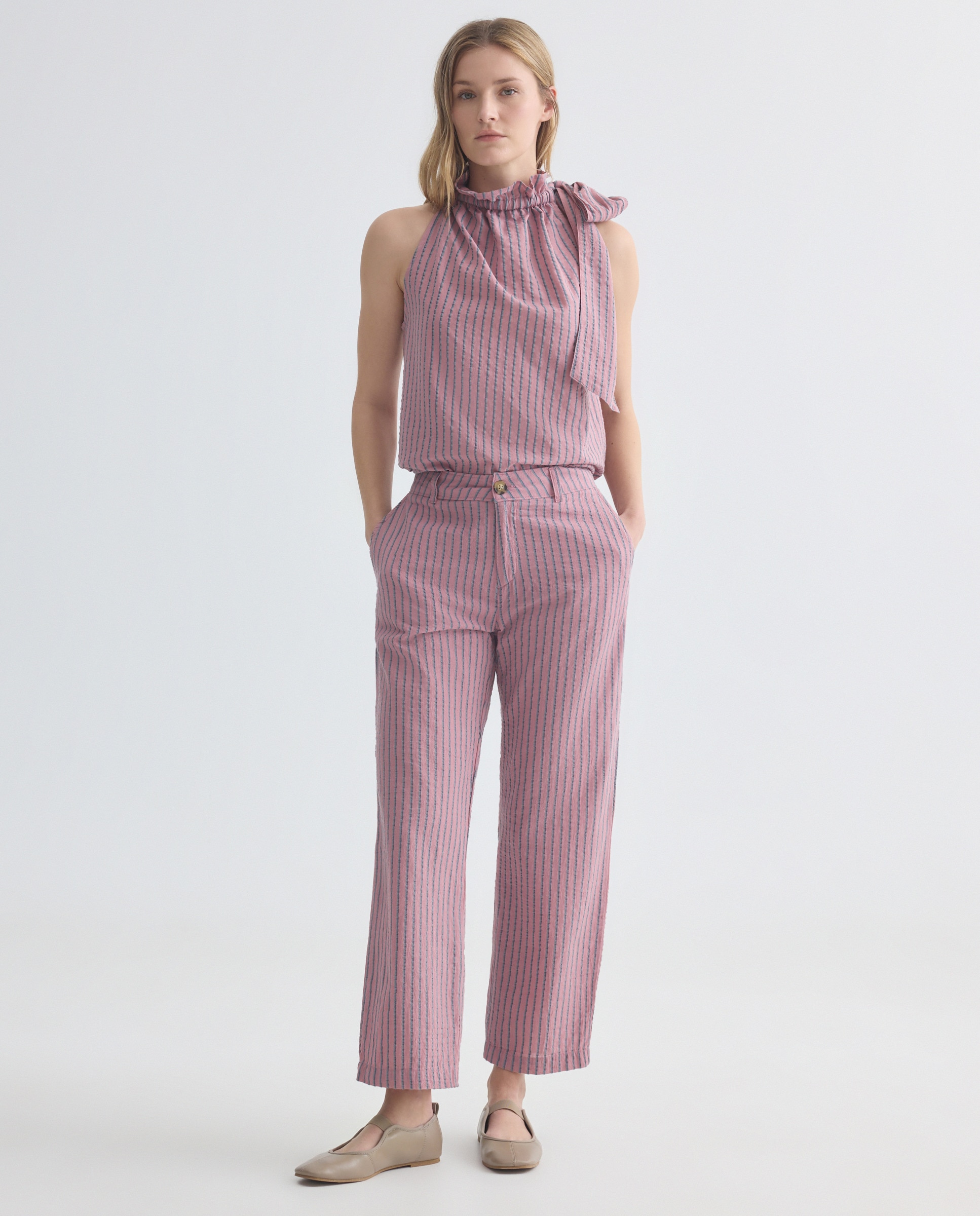 Imagen 0 de Pantalón de mujer de rayas total look