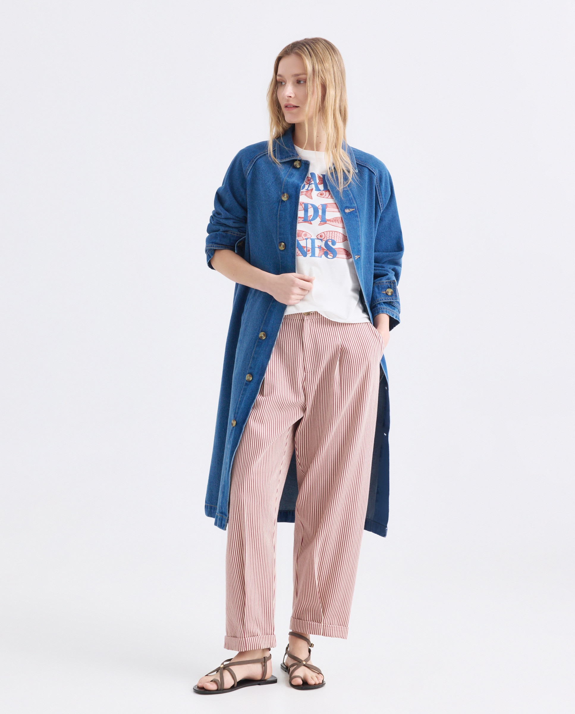 Imagen 0 de Pantalón de mujer pinzas de rayas