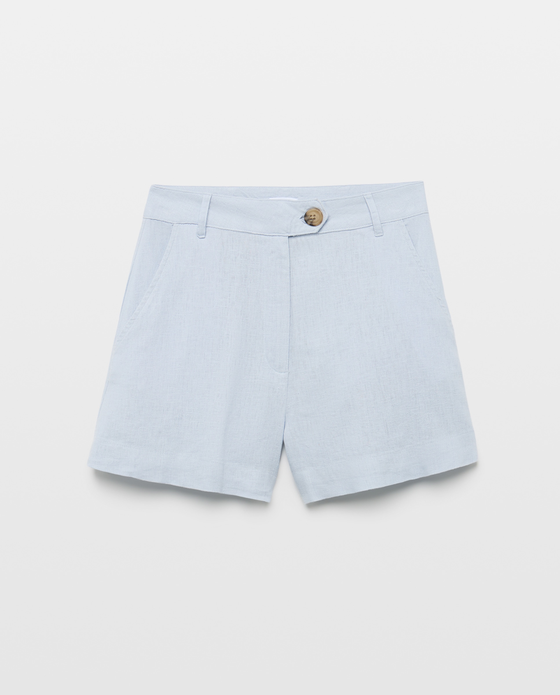 Pantalón de mujer corto con lino 400 Azul-4
