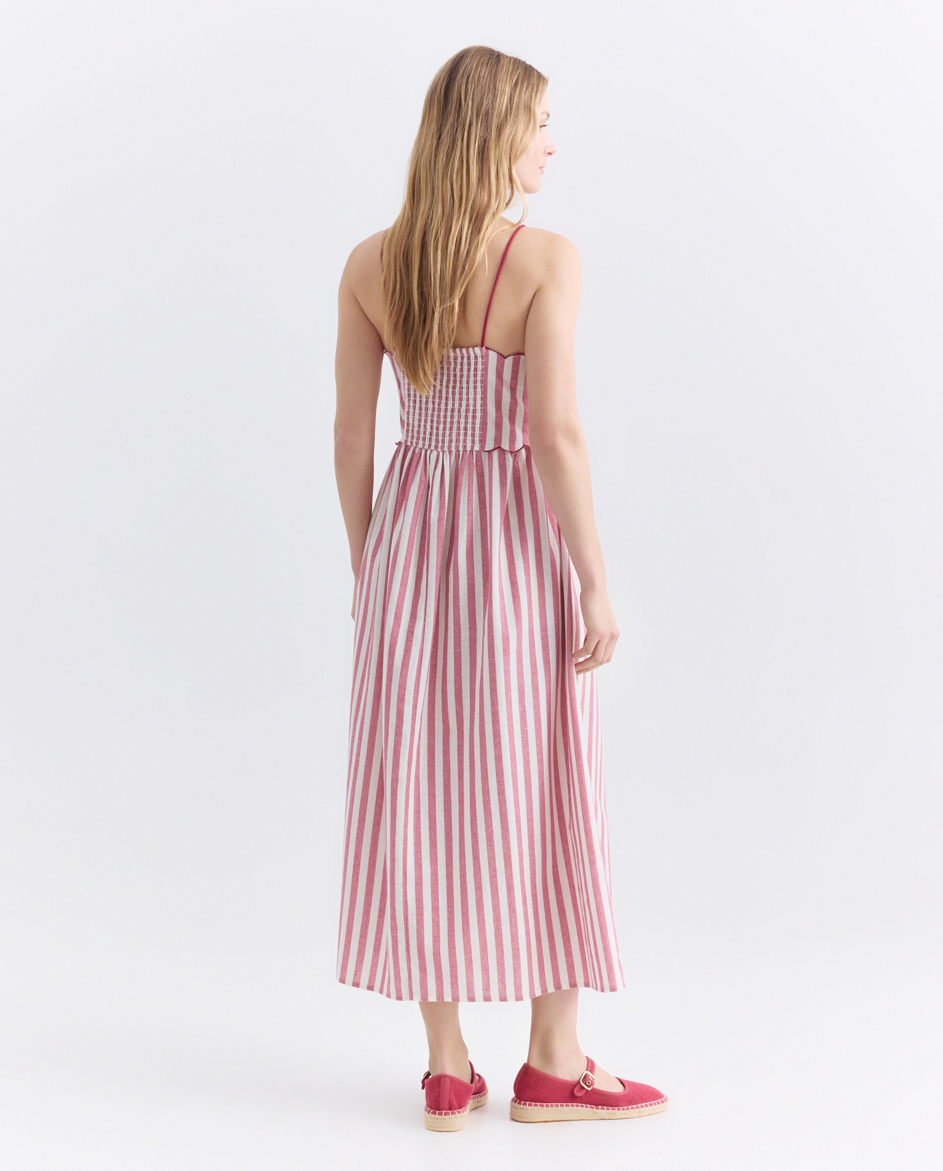 Vestido de mujer de rayas con contrastes Rosa-3