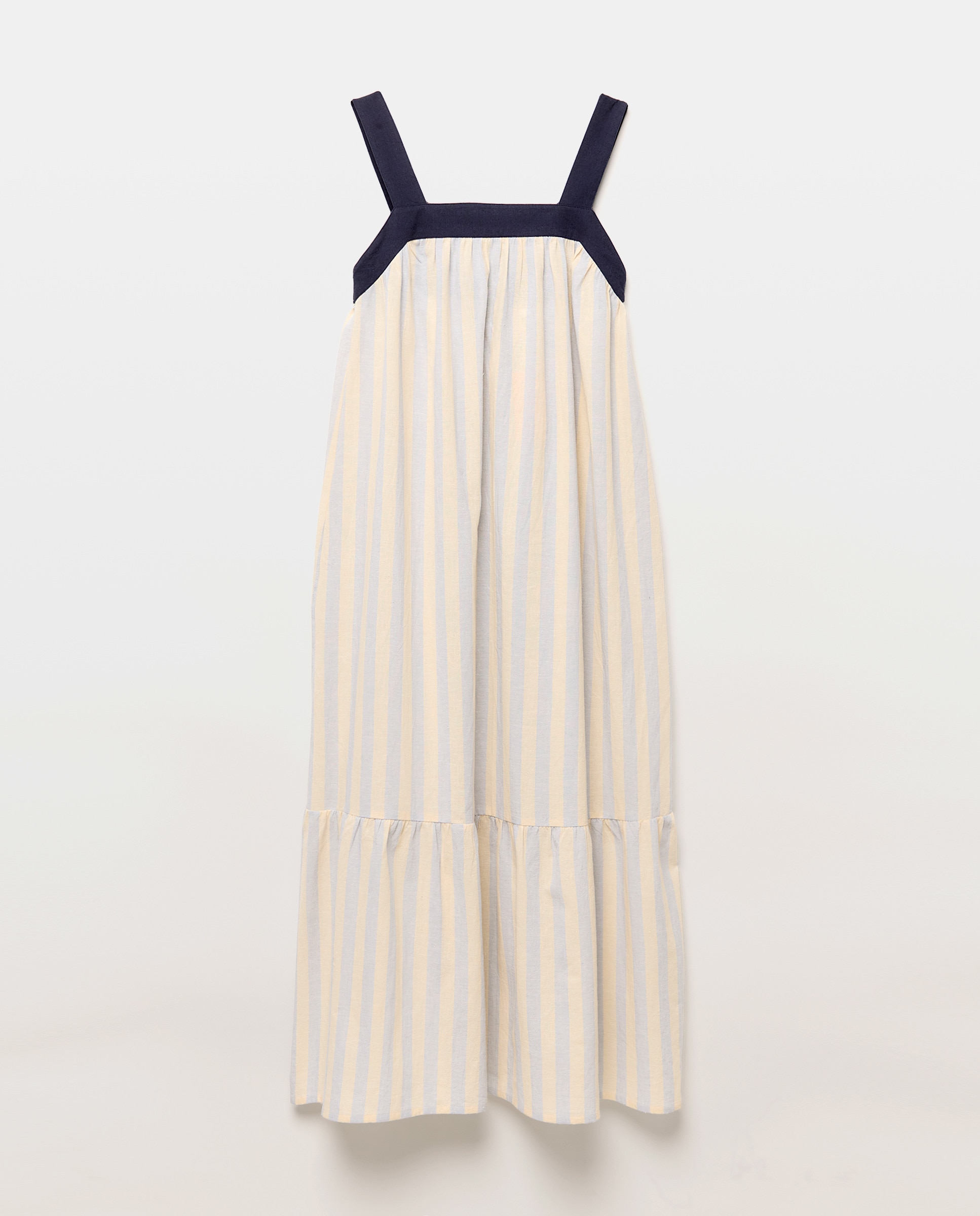 Vestido de mujer de rayas con tirantes a contraste Azul-4