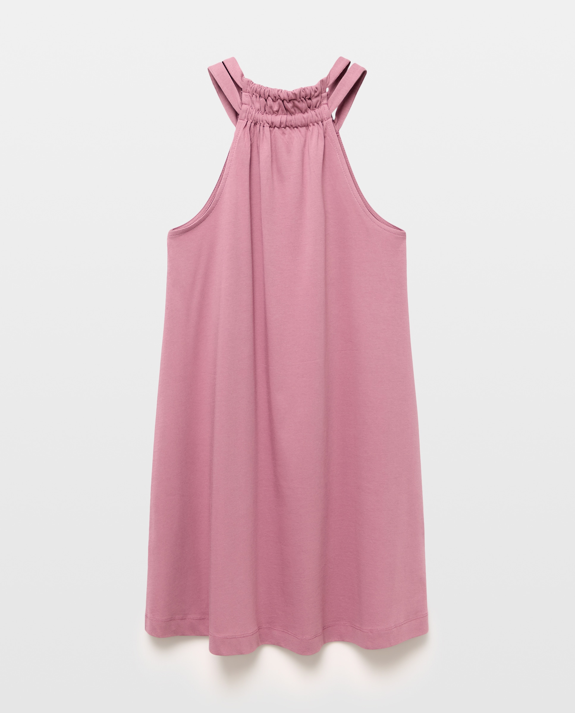 Vestido básico de mujer cuello halter liso Morado-4