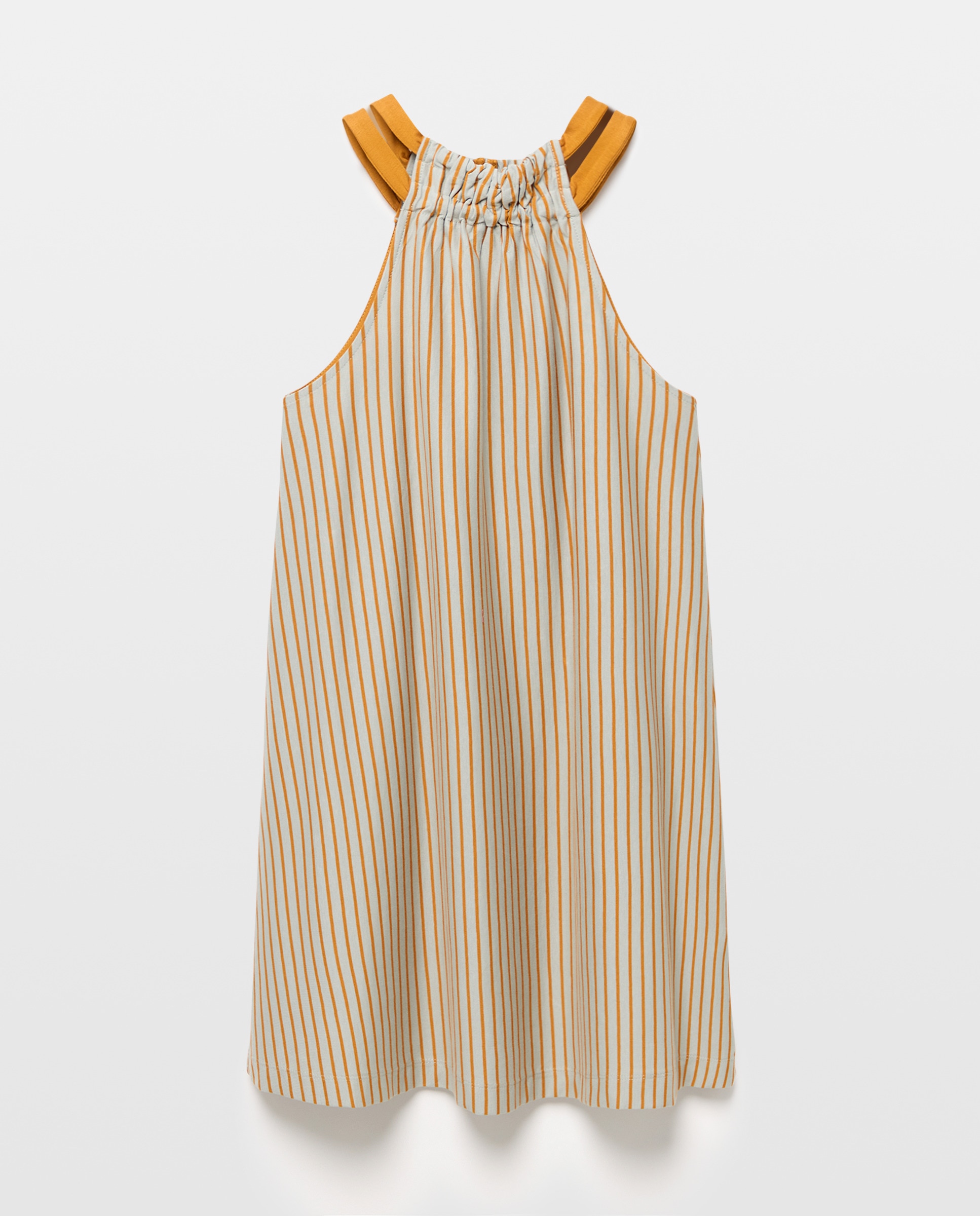 Vestido básico de mujer cuello halter rayas Multicolor-4