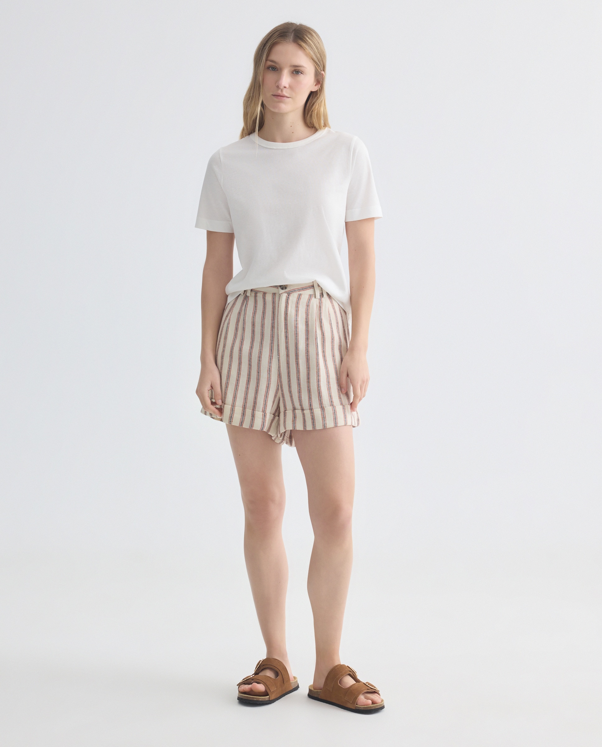 Camiseta básica de mujer cuello caja Blanco-2