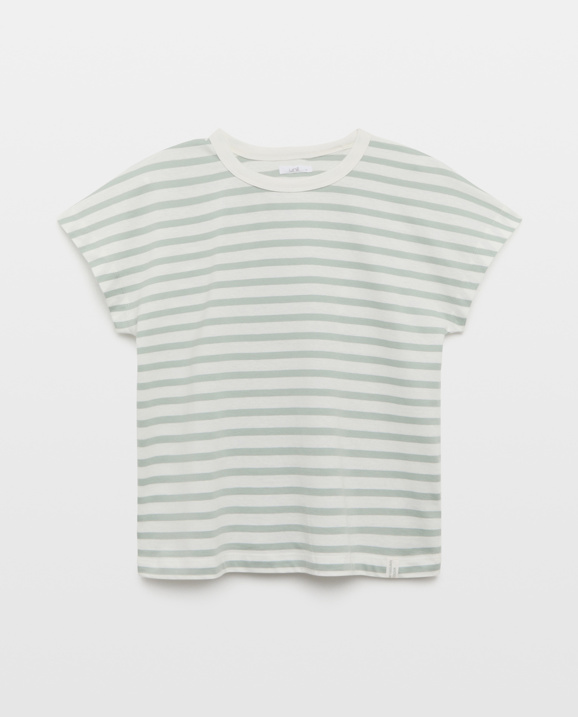 Camiseta básica de mujer cuello caja rayas Verde-4