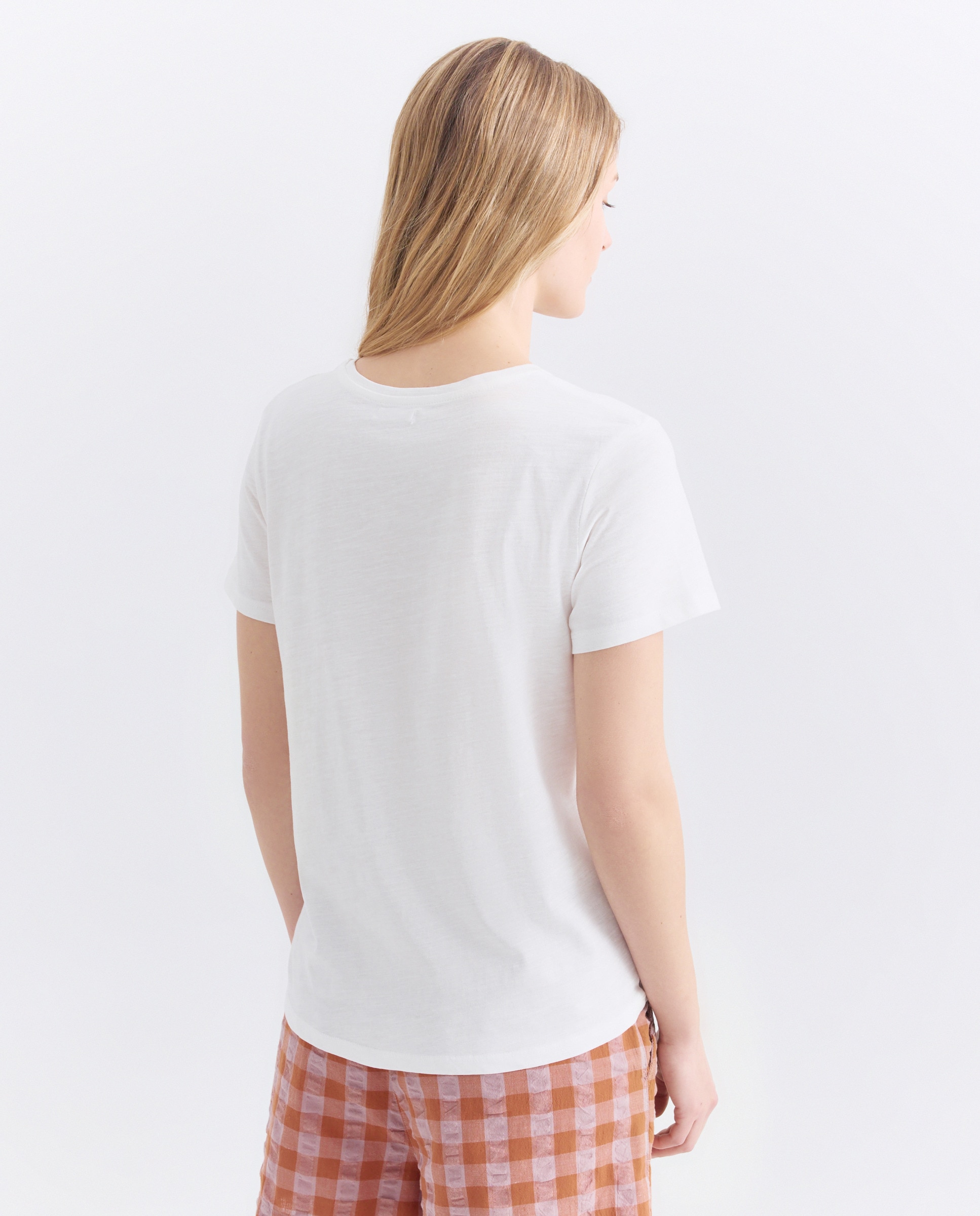 Camiseta estampada de mujer cuello caja Rosa-3