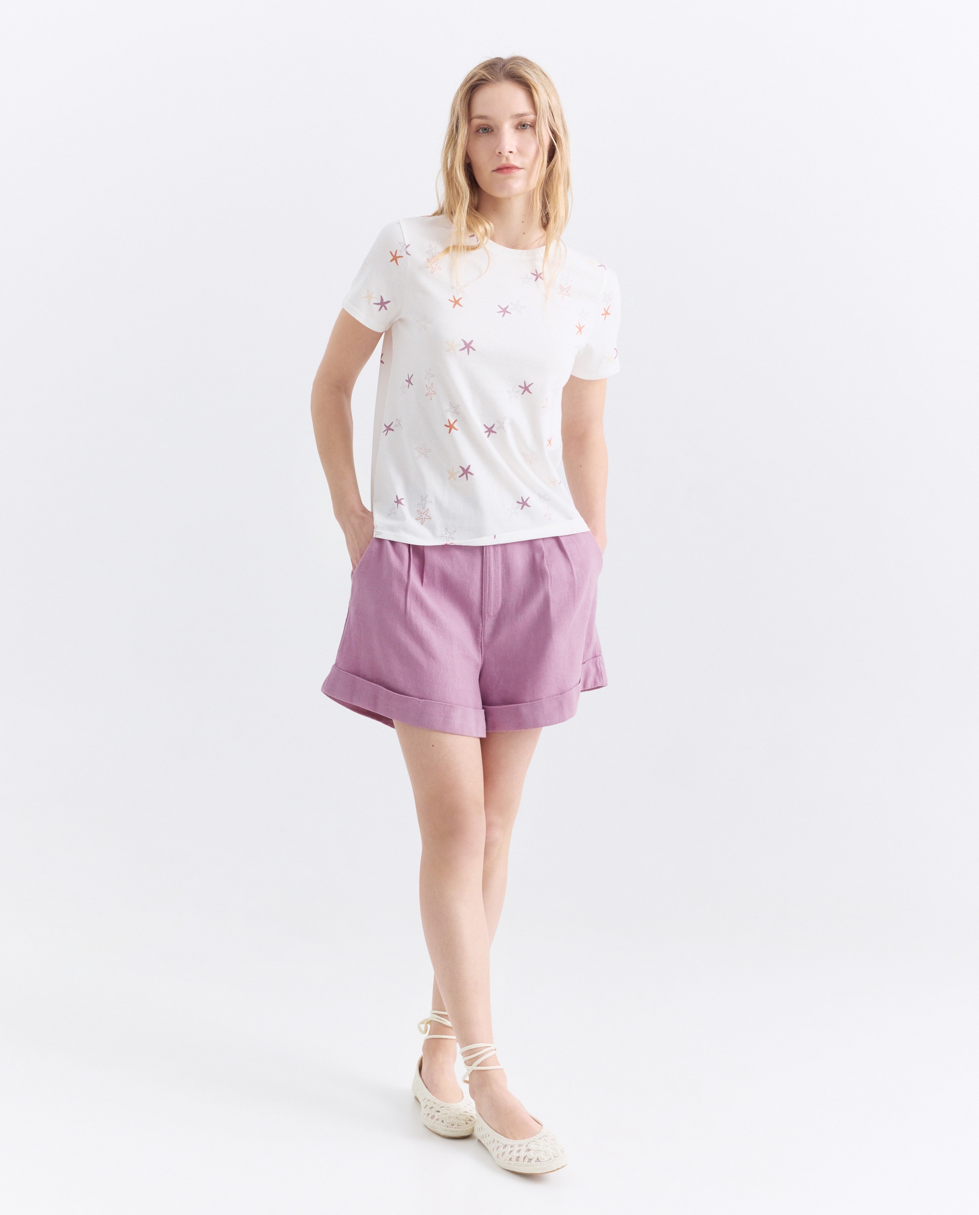 Camiseta estampada de mujer cuello caja Multicolor-2