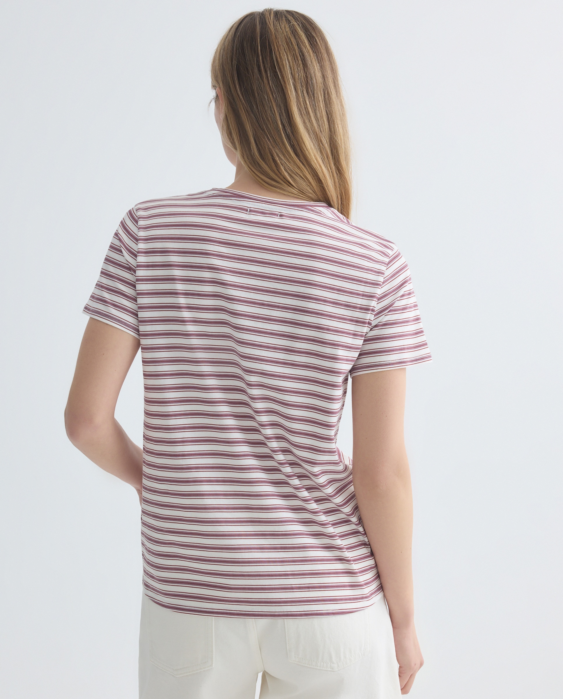 Camiseta estampada de mujer cuello caja Blanco-3