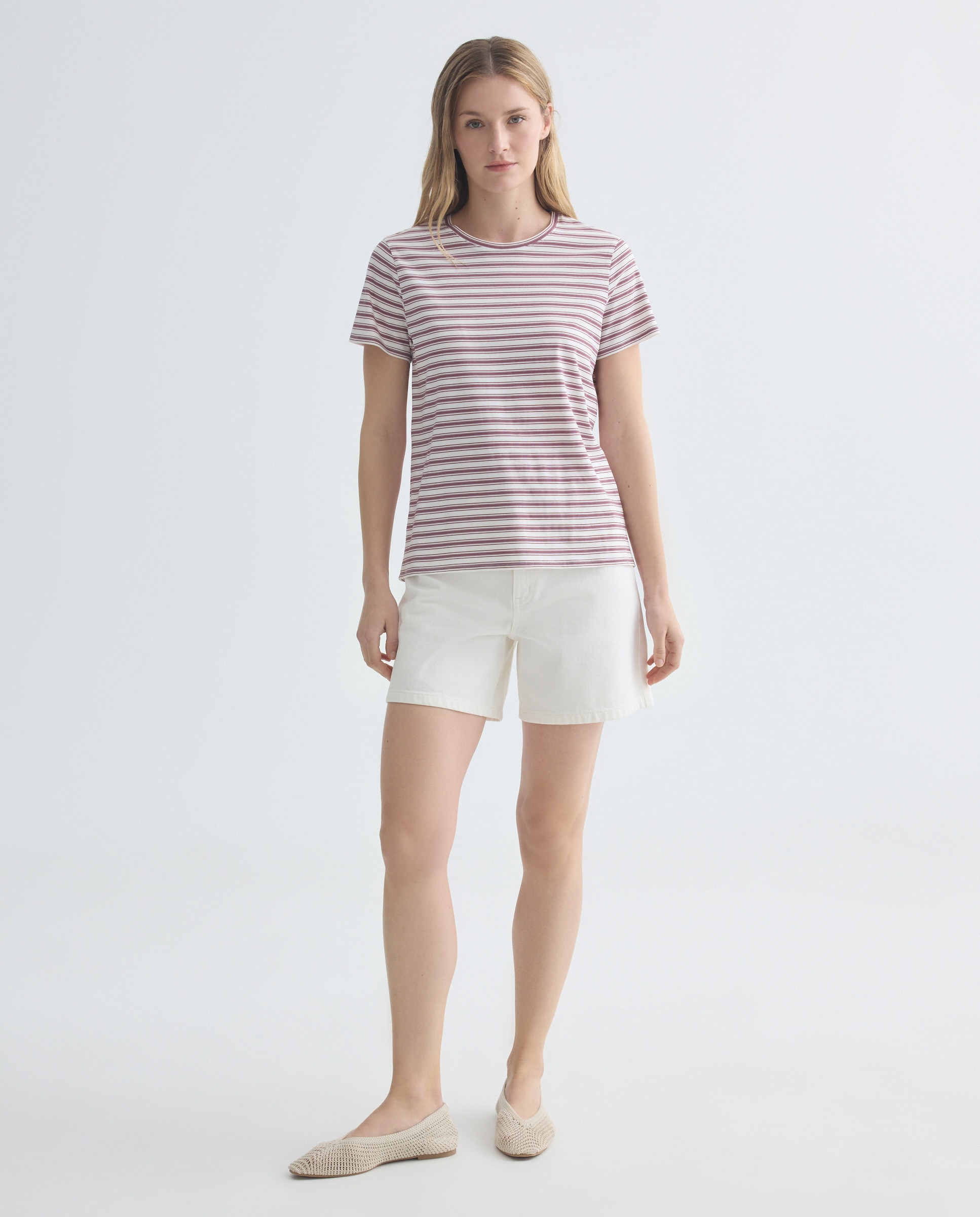 Camiseta estampada de mujer cuello caja Blanco-2