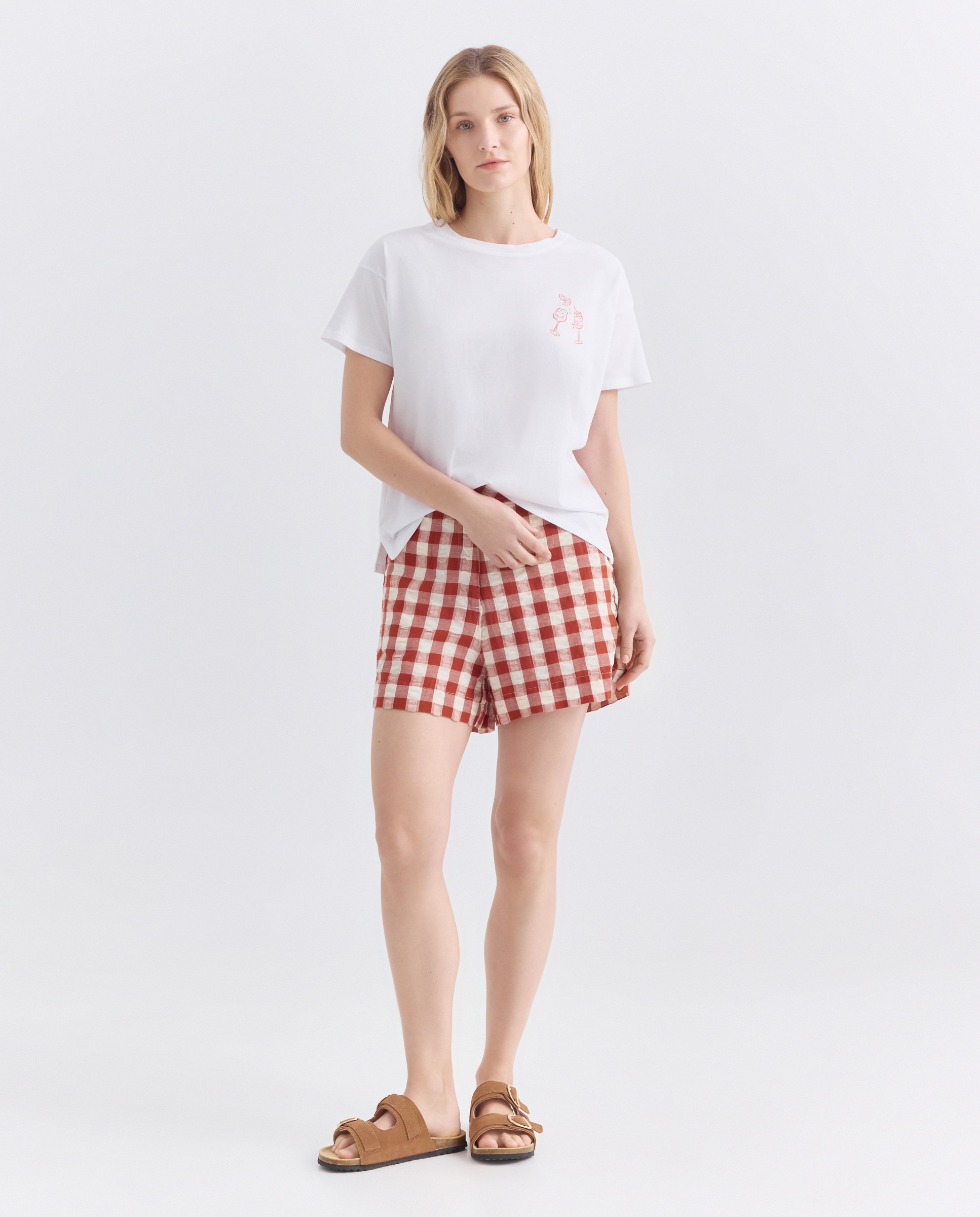 Camiseta de mujer cuello caja oversize print espalda Blanco-2