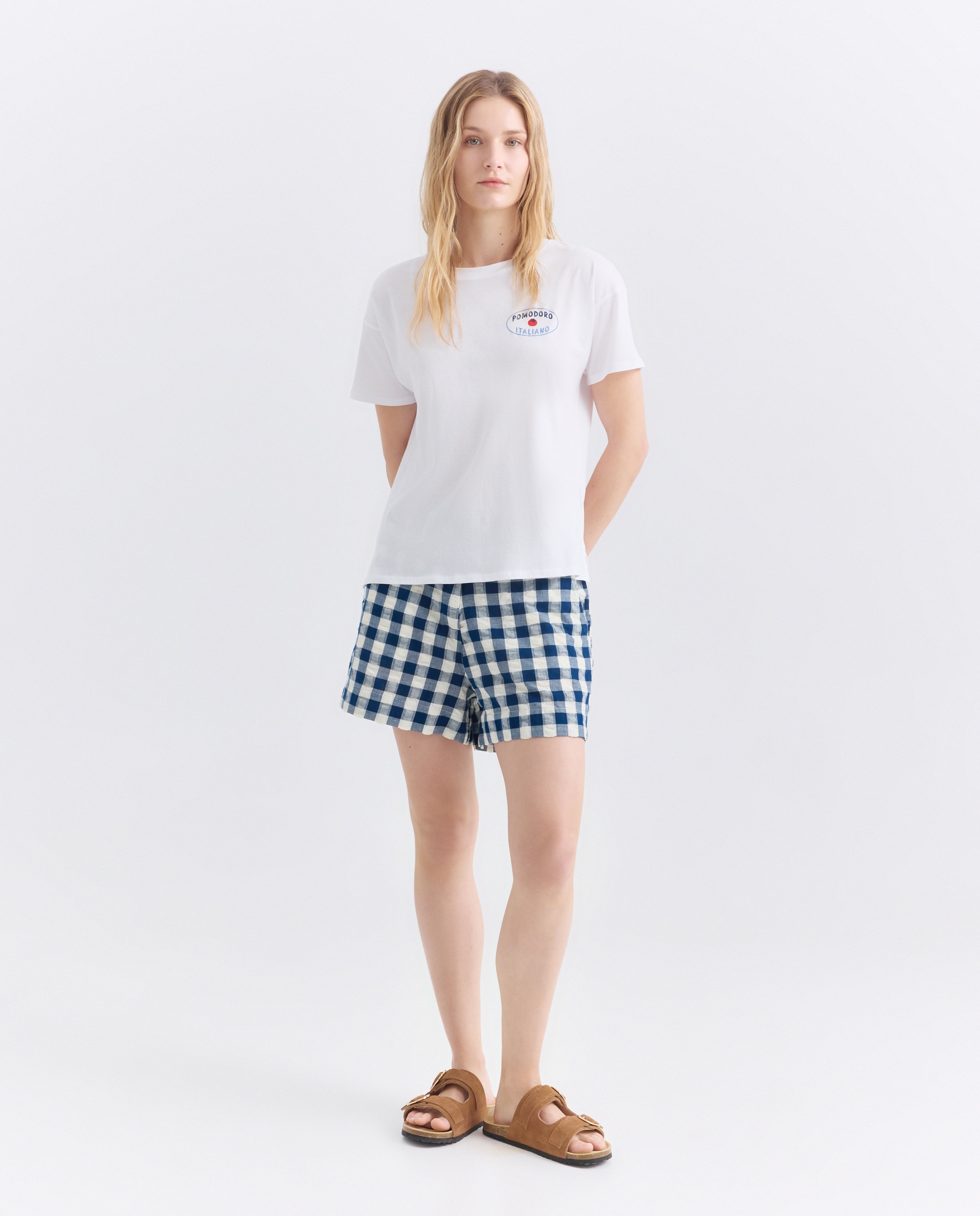 Camiseta de mujer cuello caja oversize print espalda Blanco-2
