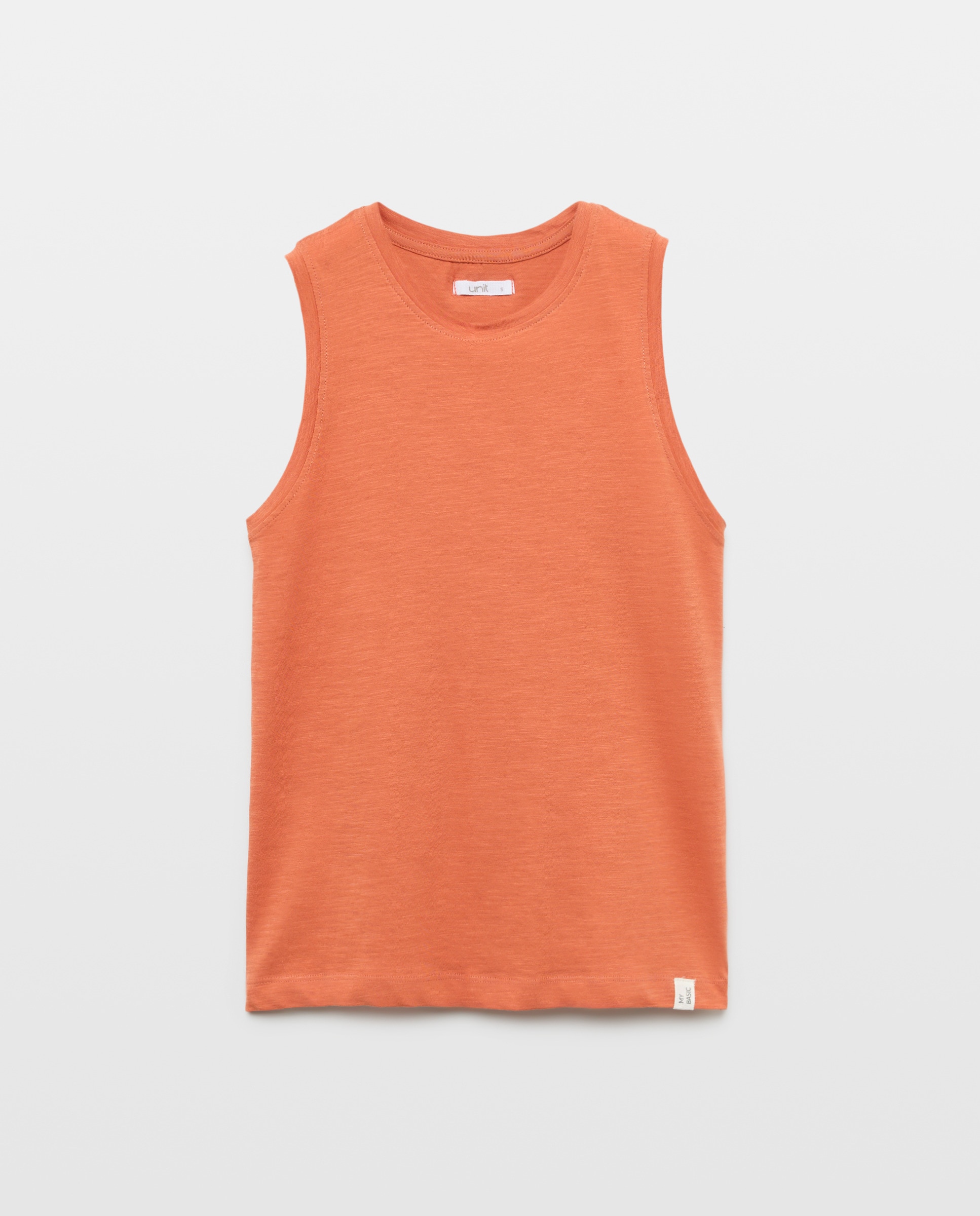 Camiseta básica sin mangas de mujer cuello caja 660 Naranja-5