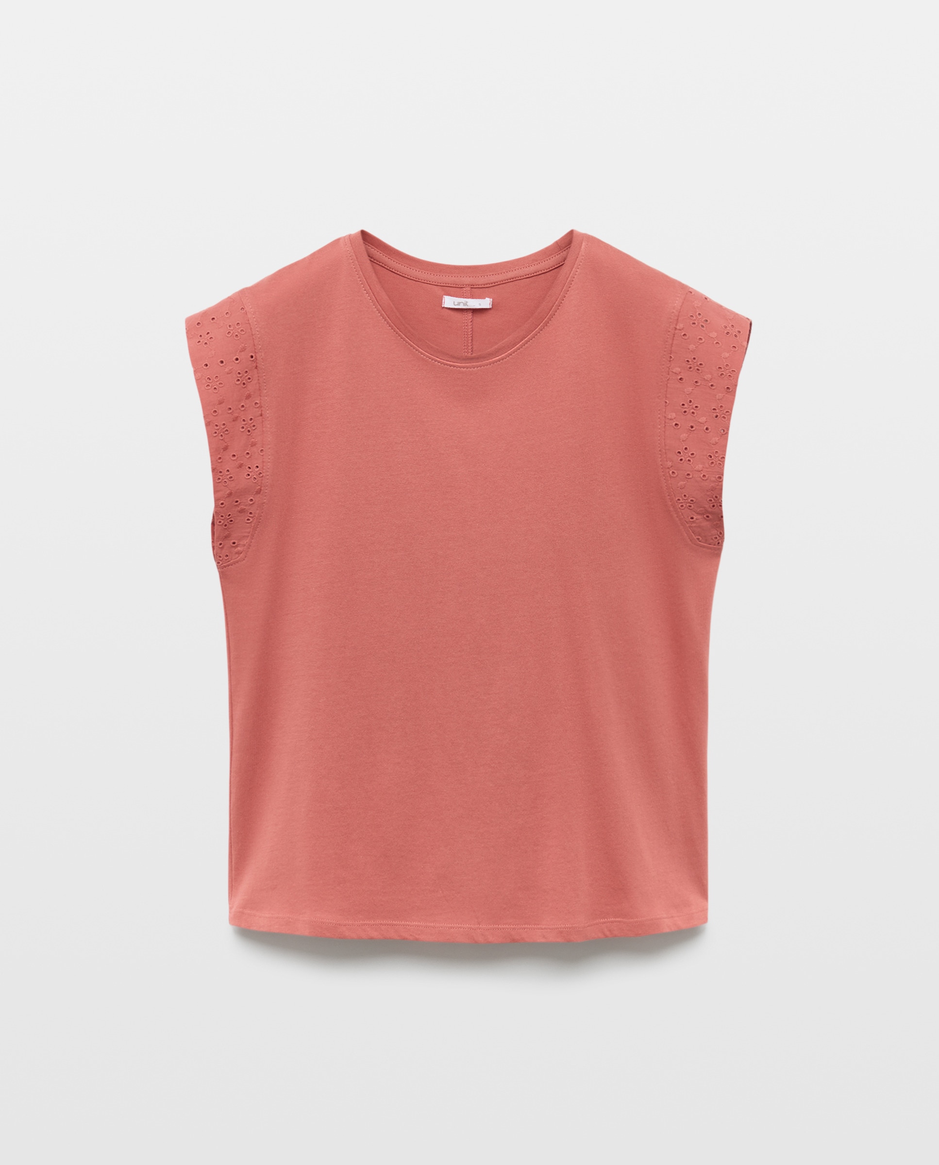 Camiseta sin mangas de mujer con detalle bordado en hombro 230 Rosa oscuro-4