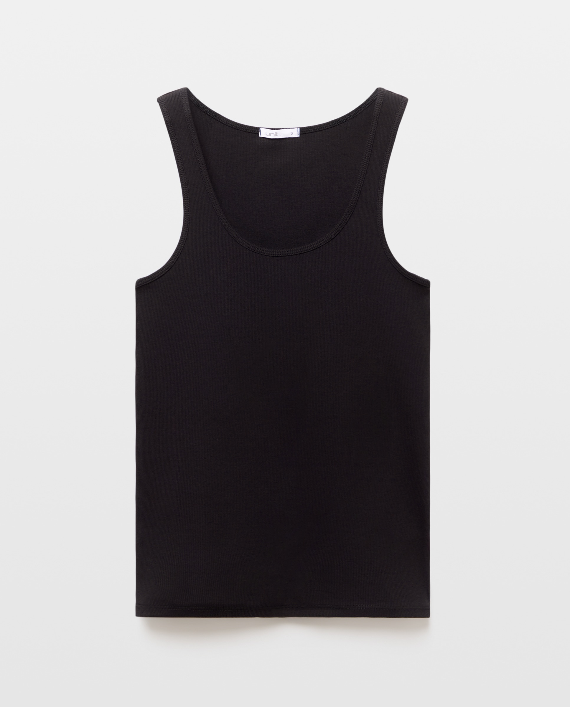 Camiseta básica de tirantes de mujer de canalé Negro-4