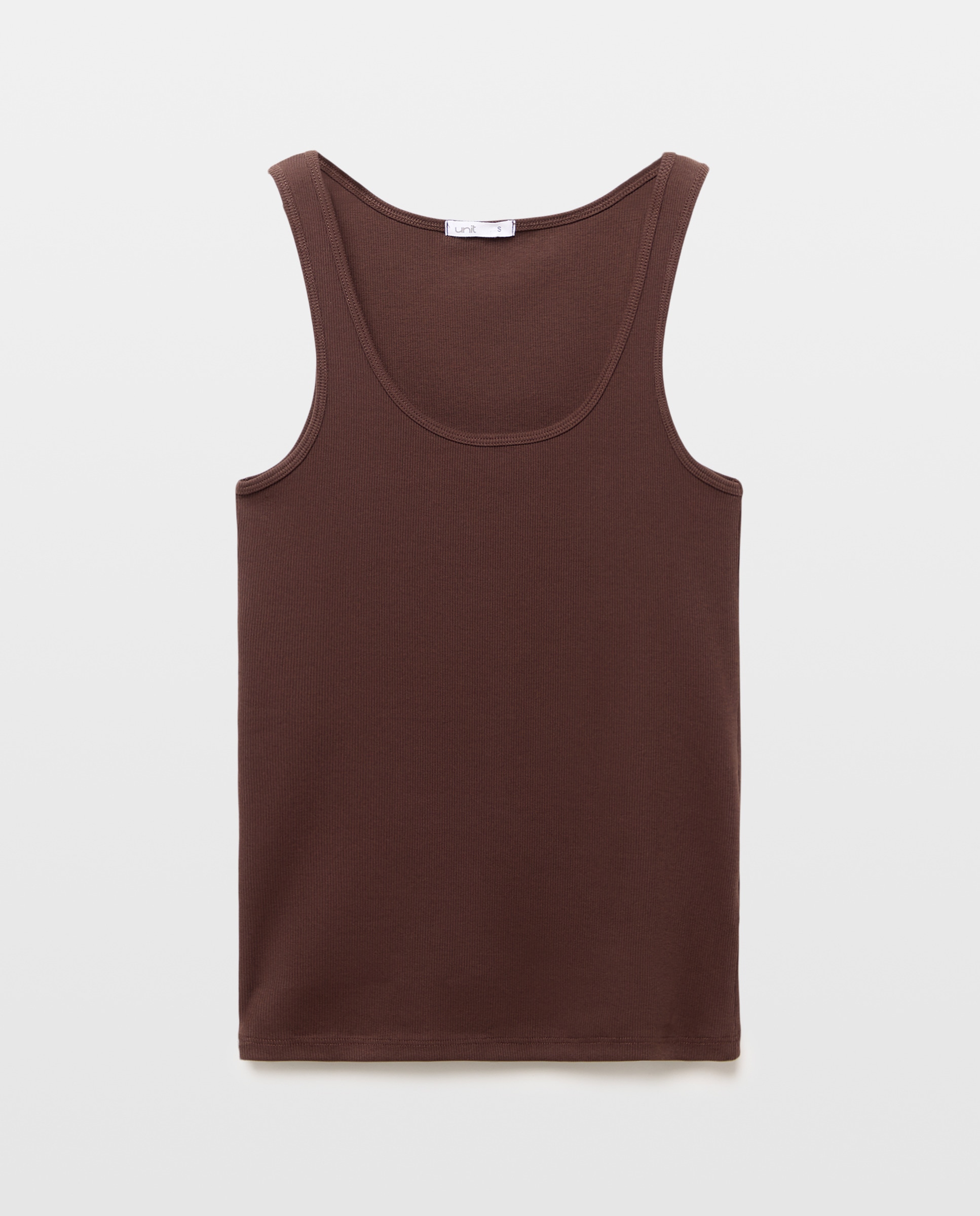 Camiseta básica de tirantes de mujer de canalé Marrón-4