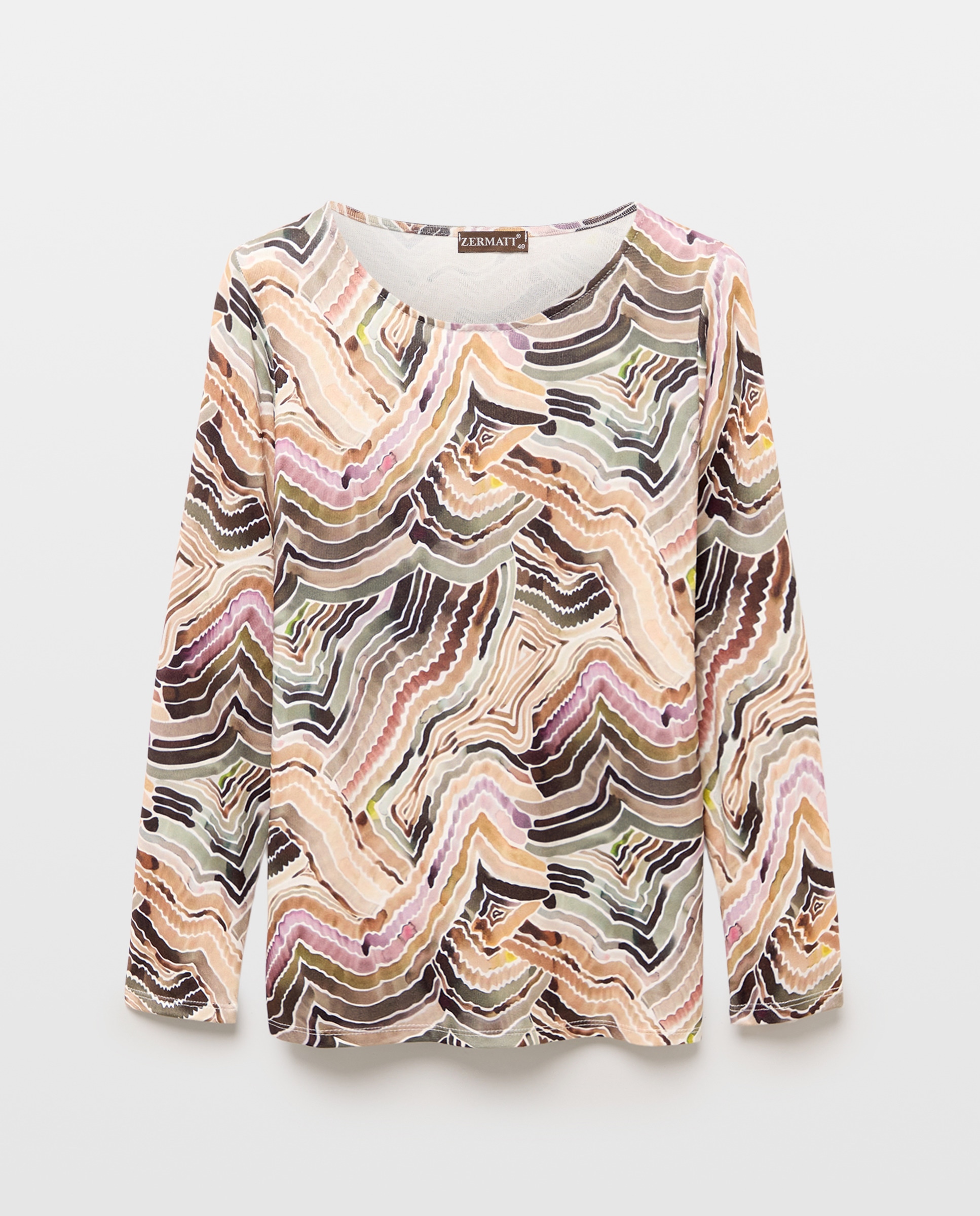 Camisola estampada de mulher com manga comprida Verde-4