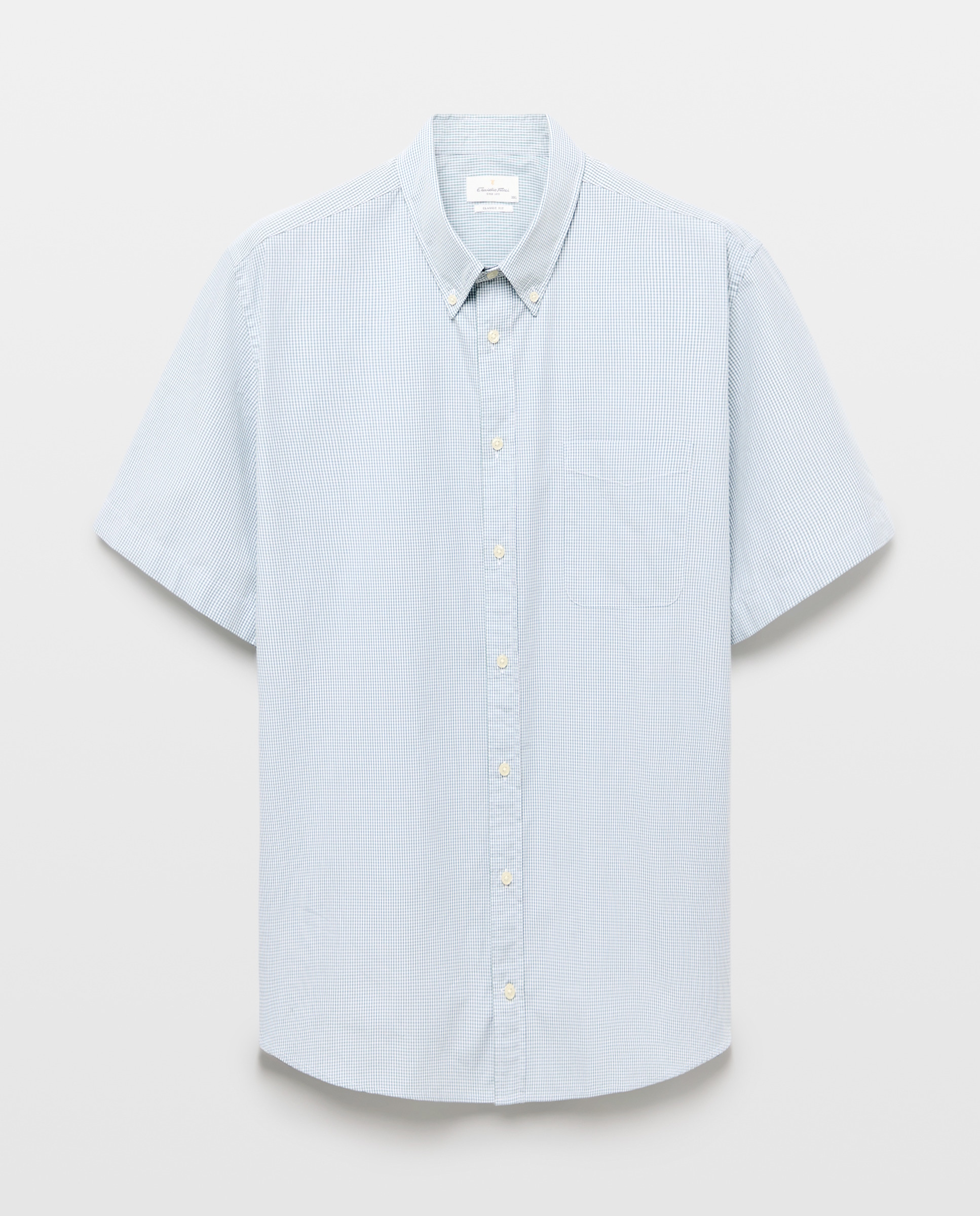 Camisa Casual de Popelina com Manga Curta Tamanhos Grandes Verde-4