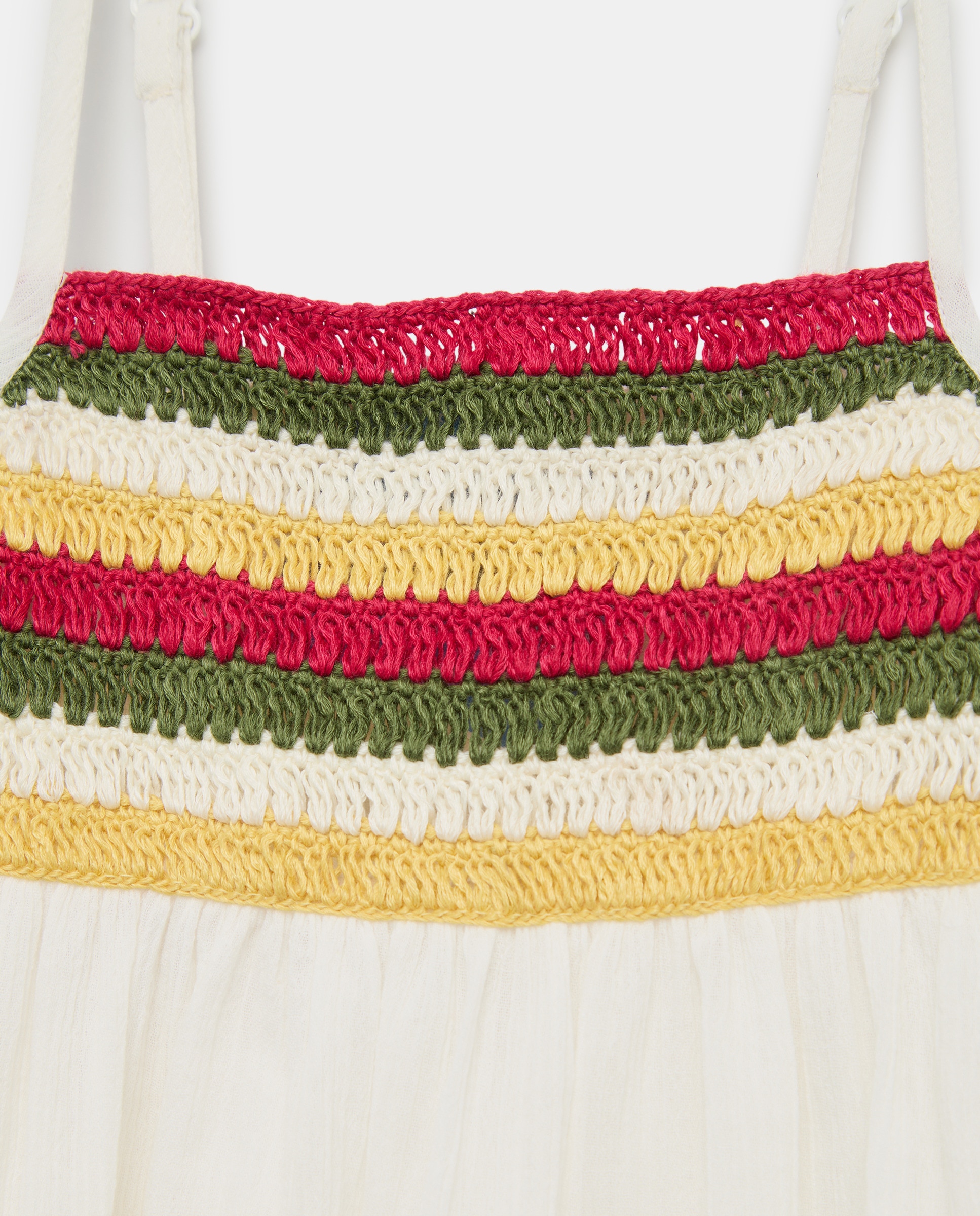 Vestido de Chiffon com Crochet Branco-marfim-2