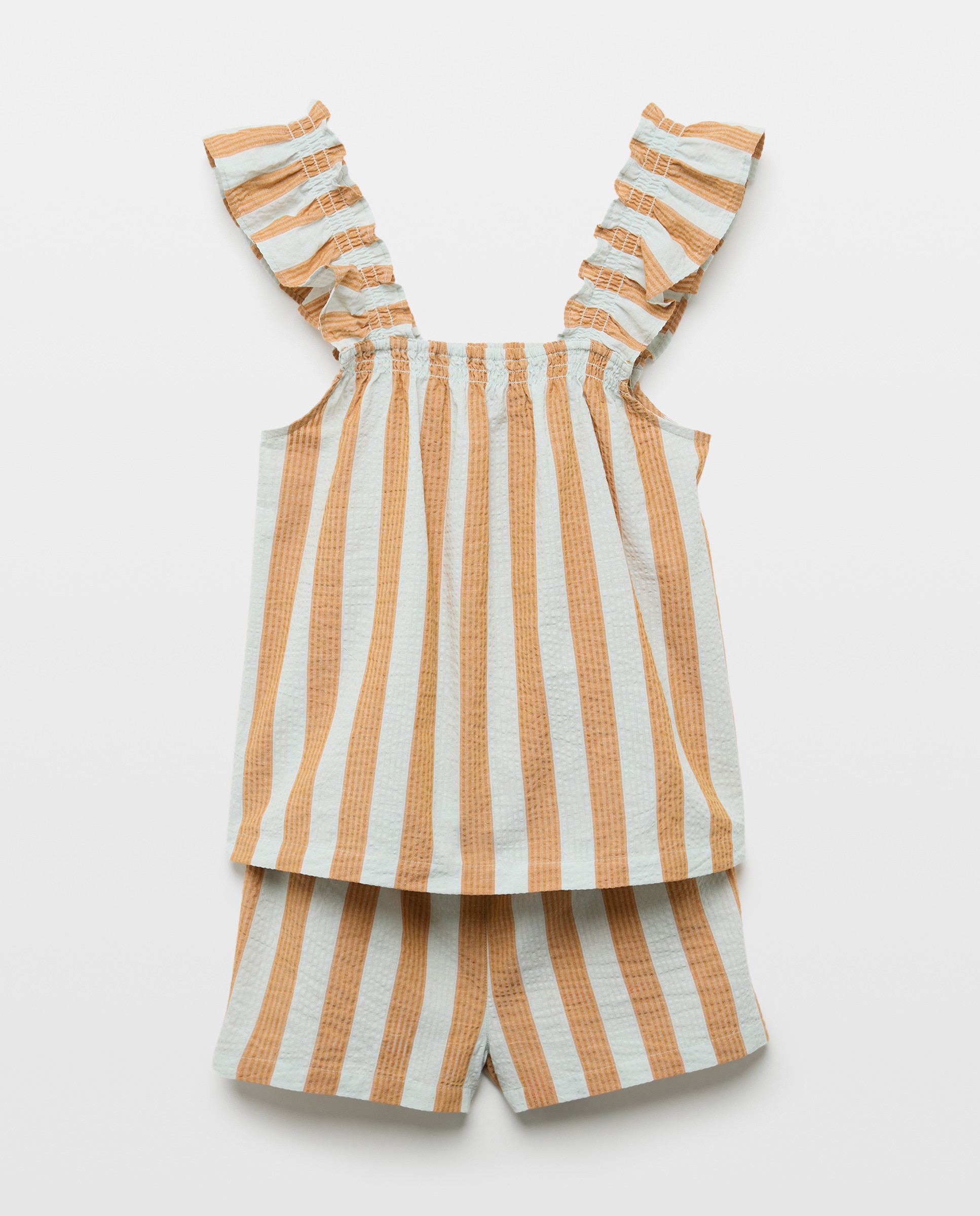 Pijama mujer algodón seersucker tirantes 450 Turquesa-3