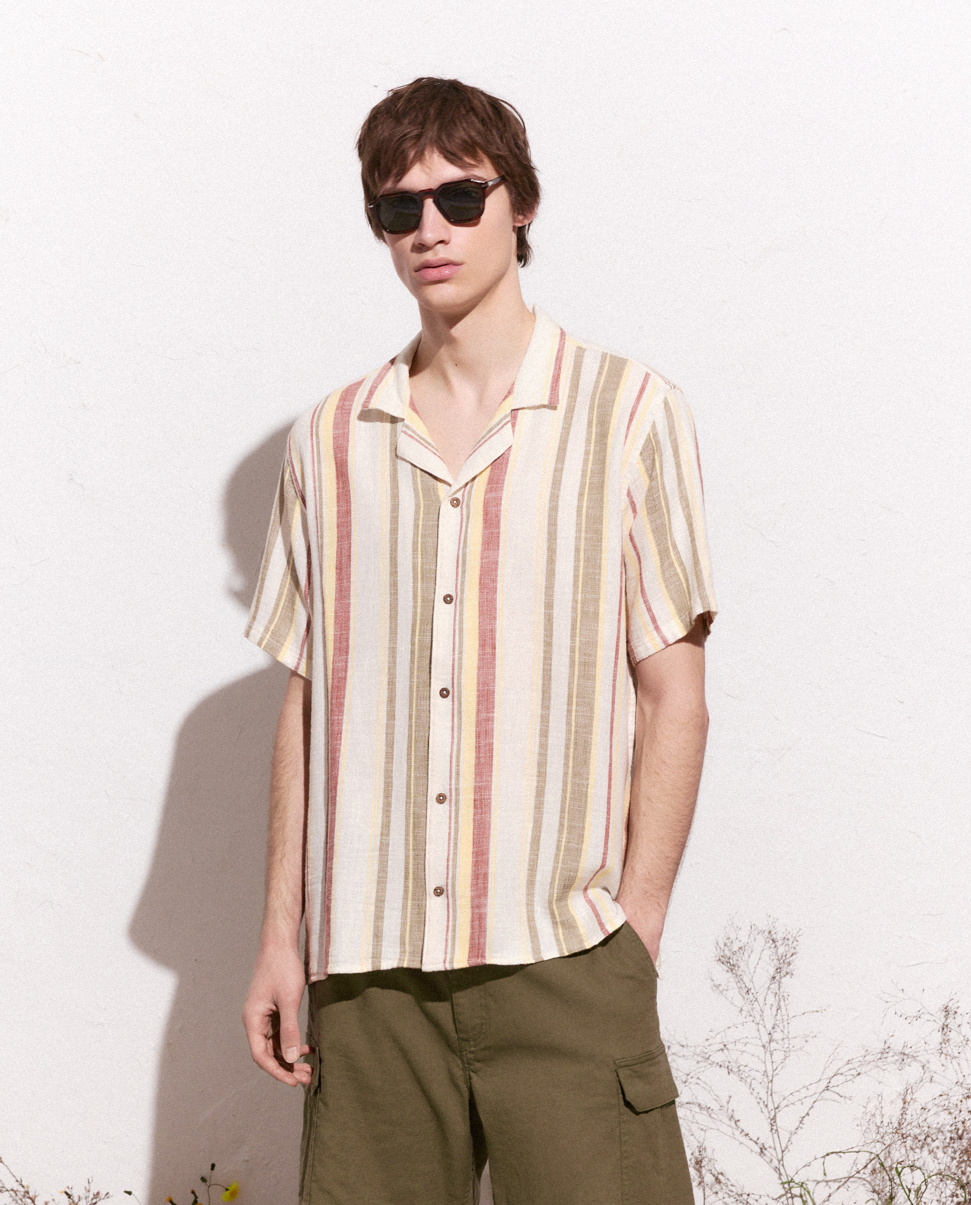 Camisa de Manga Curta Castanho-2