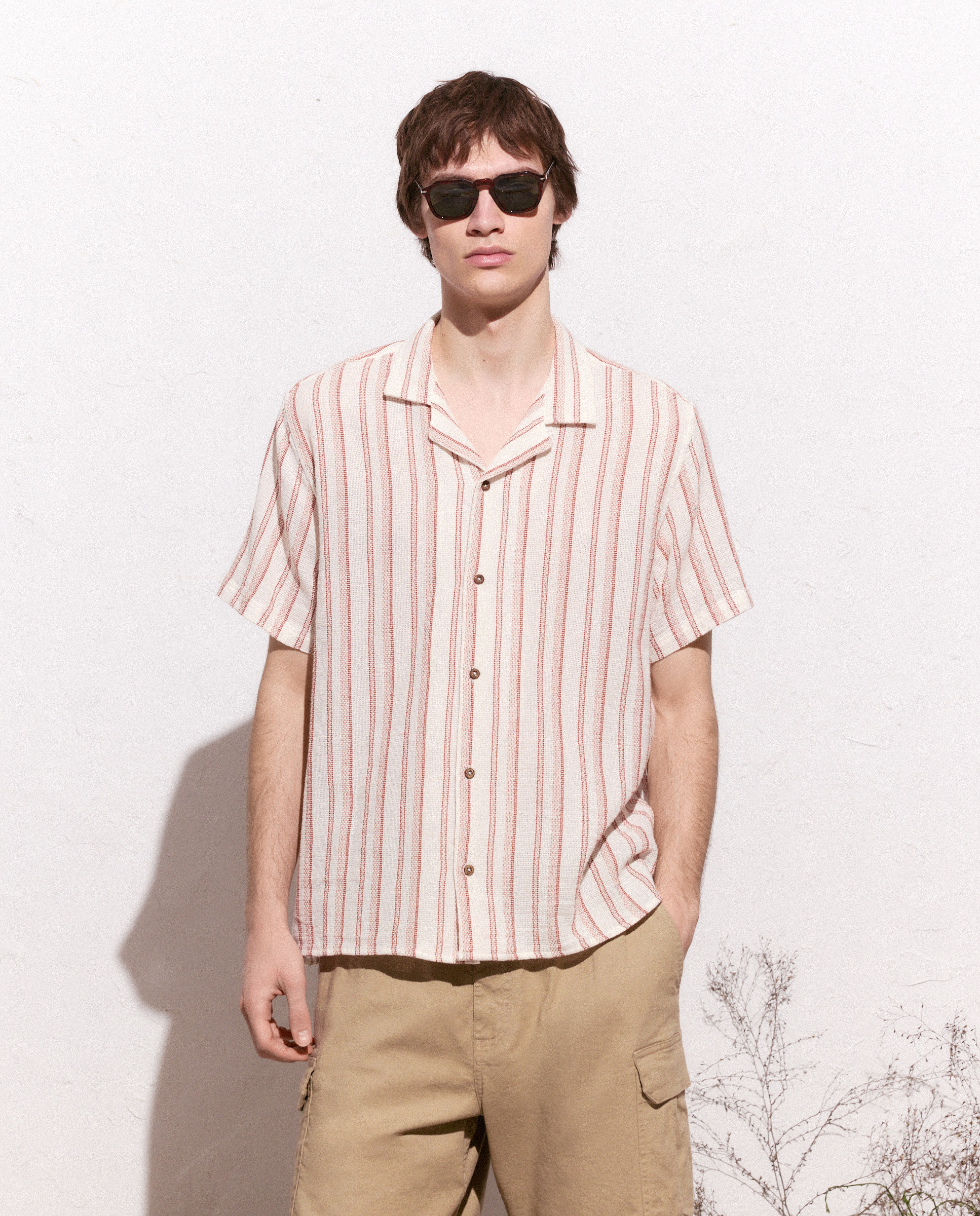 Camisa de Manga Curta Castanho-2