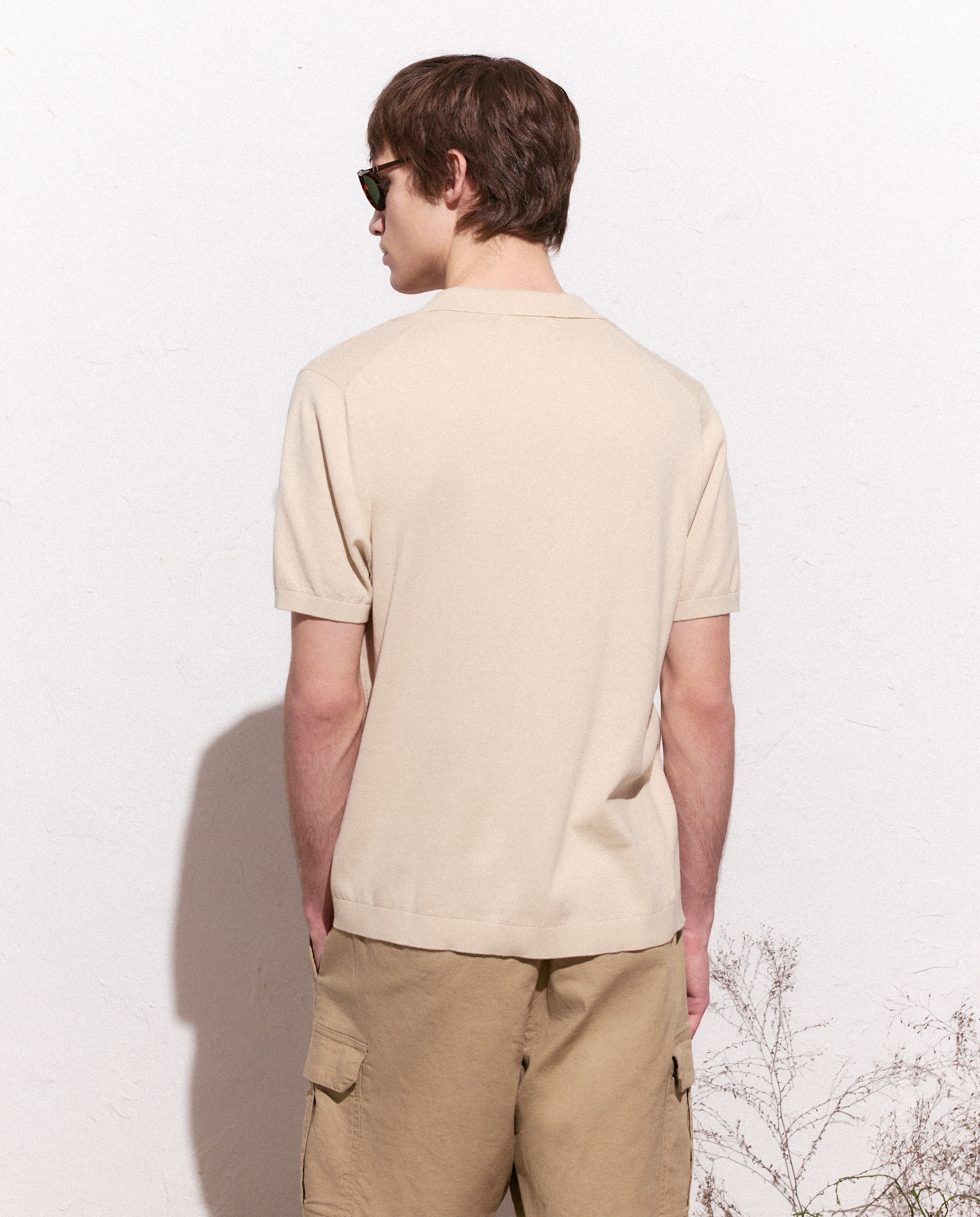 Polo de Tricot Fino com Manga Curta 120 Cru-3