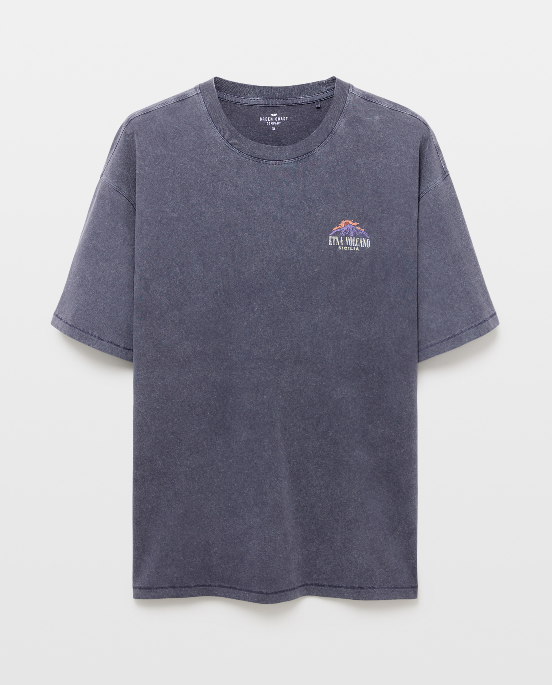 T-shirt de Manga Curta Acid Wash com Estampado Posicional Preto-5
