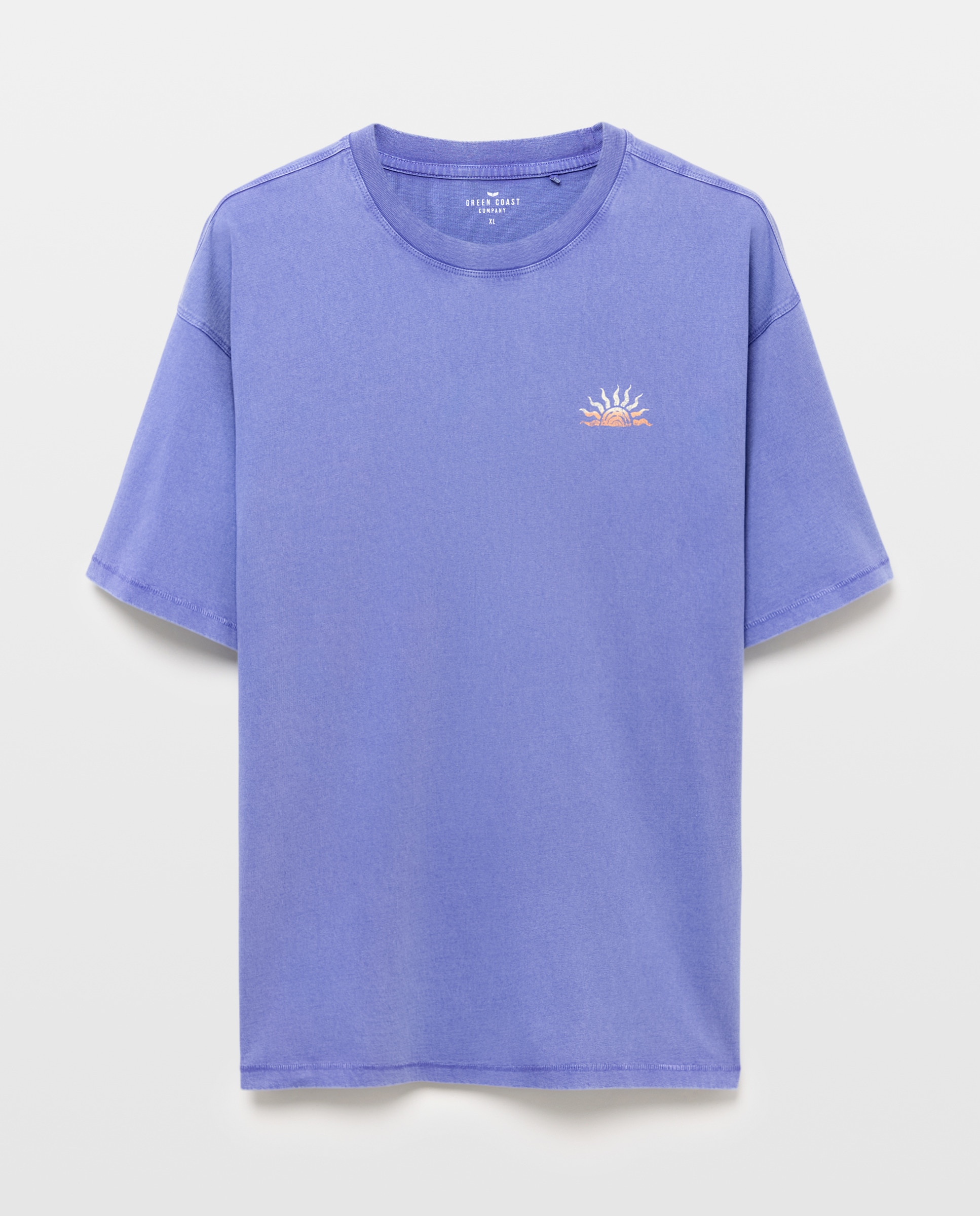 T-shirt de Manga Curta Acid Wash com Estampado Posicional Roxo-5