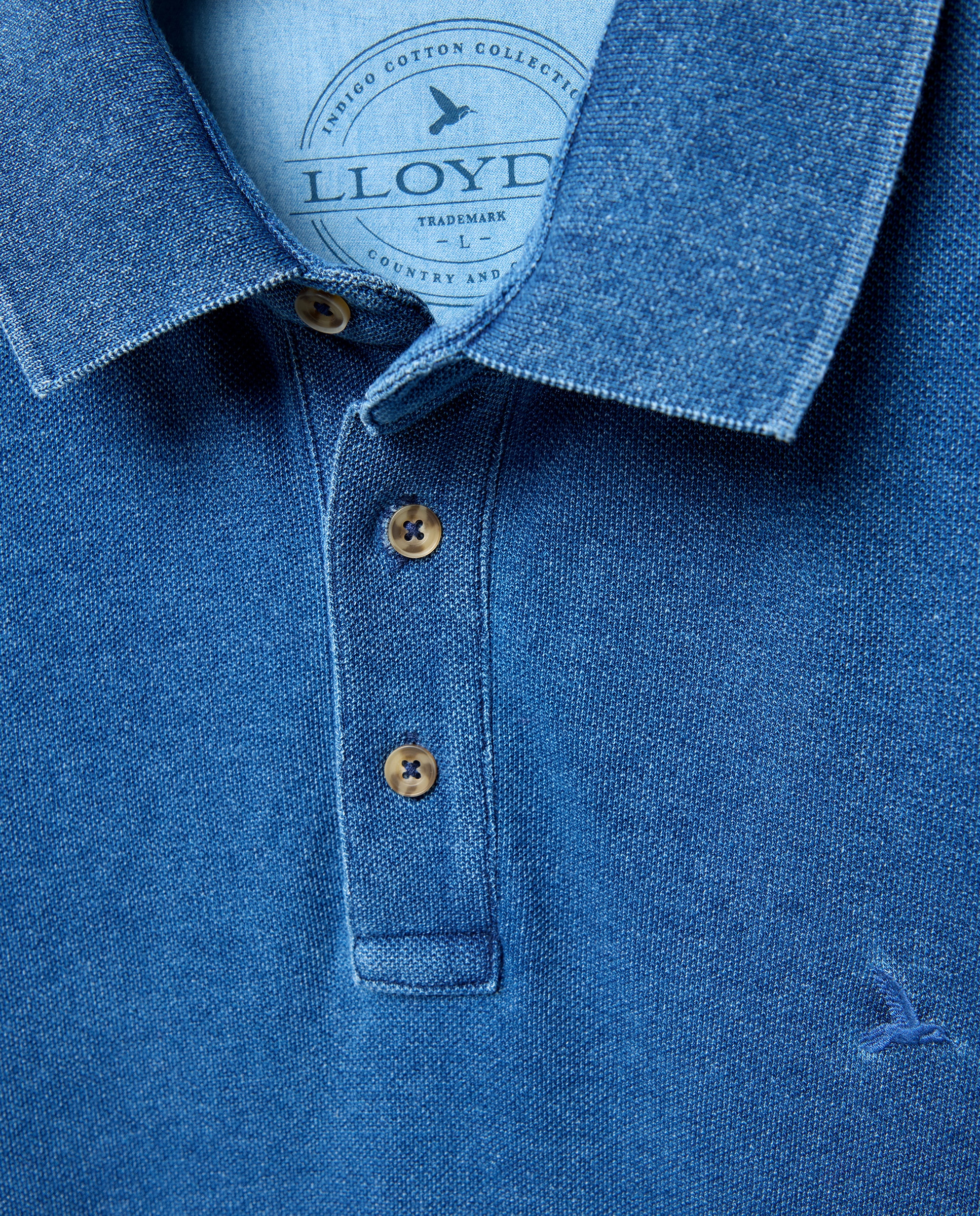 Polo Piqué Tingido com Manga Curta Azul-índigo-5