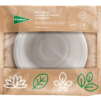cuencos compostables blancos con pulpa de celulosa extra rígido 350 cc paquete 10 unidades - El Corte Ingles