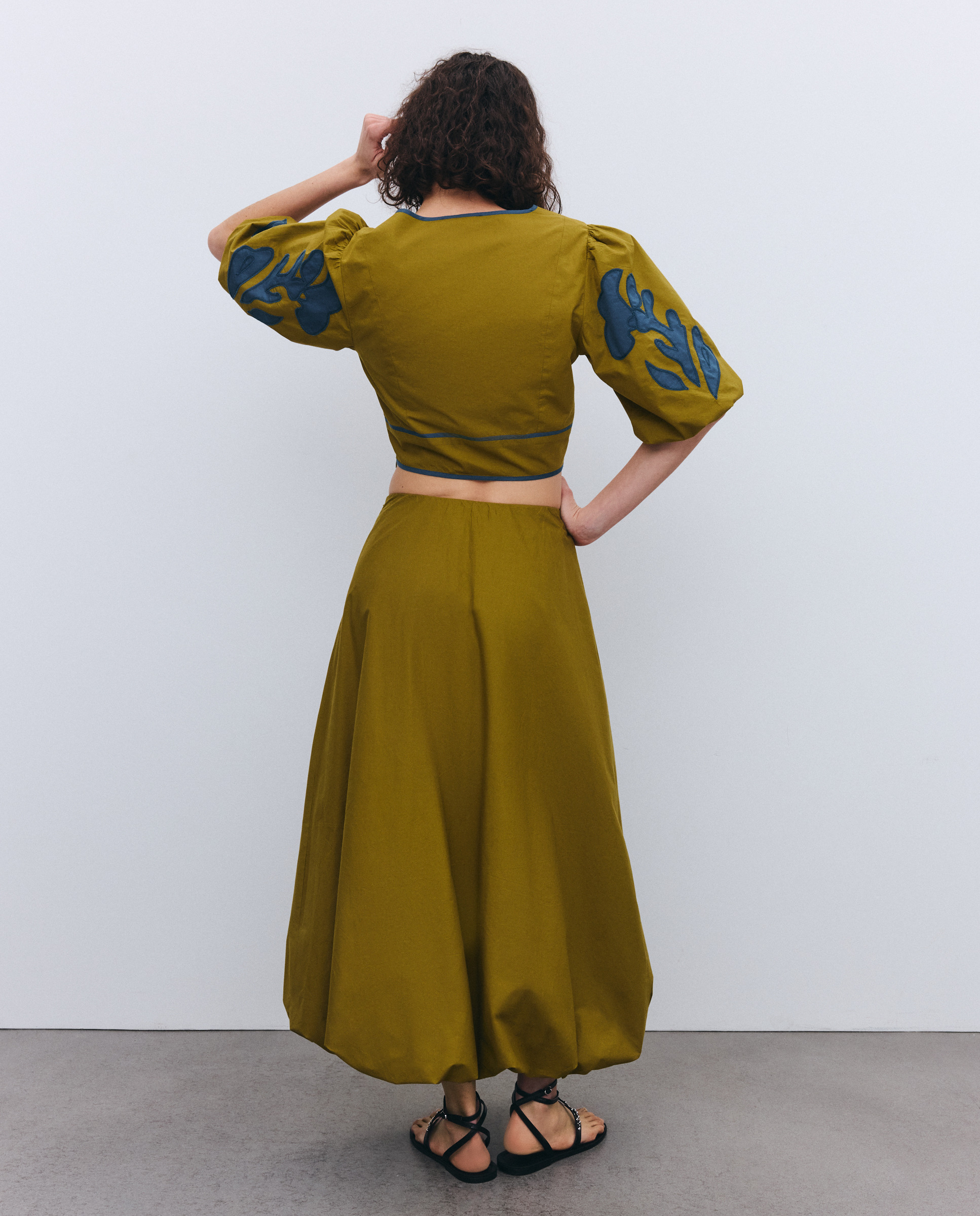 Saia Balão com Estampado Posicional Pistácio-3