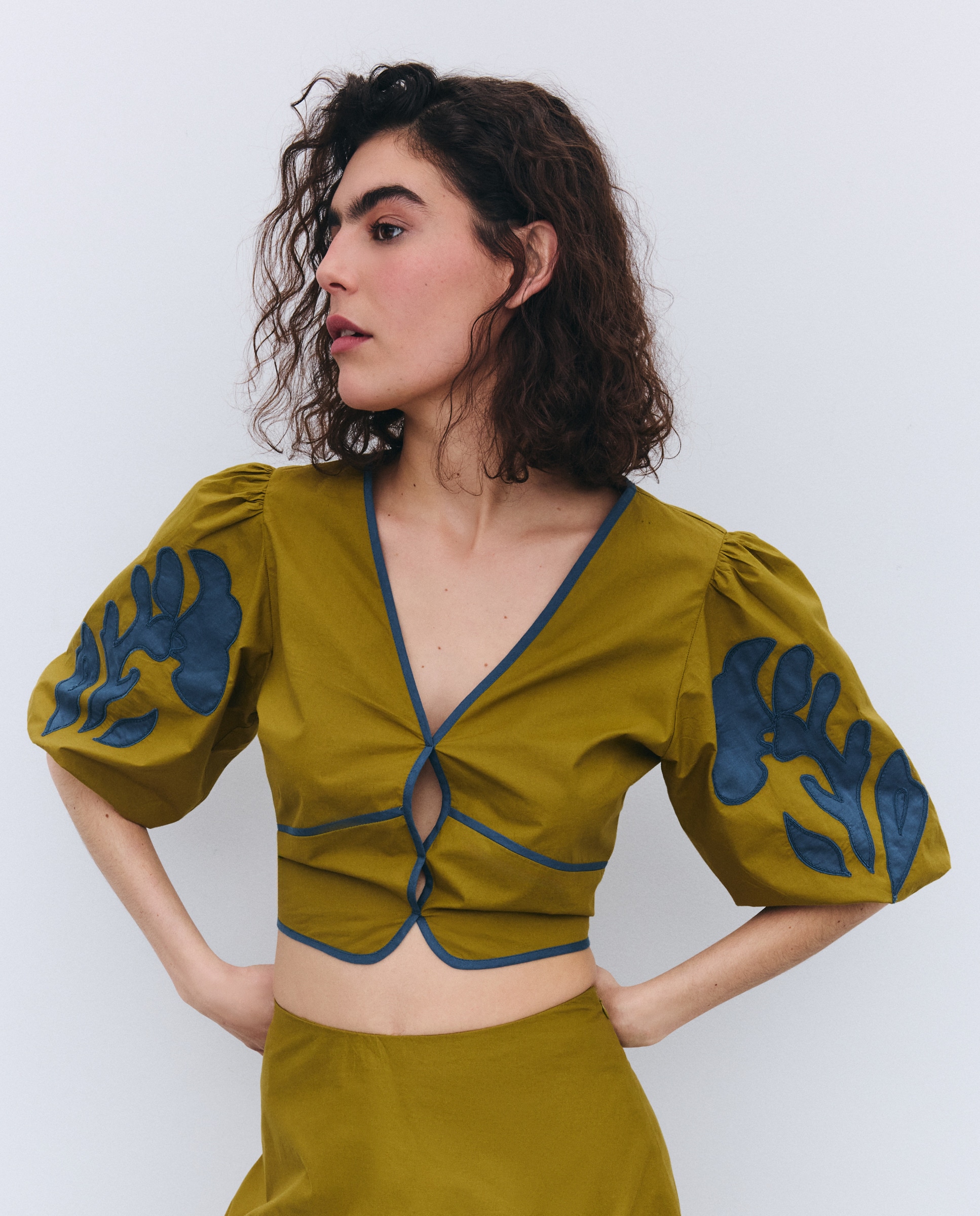 Blusa de Manga Curta com Bordados nas Mangas Pistácio-4