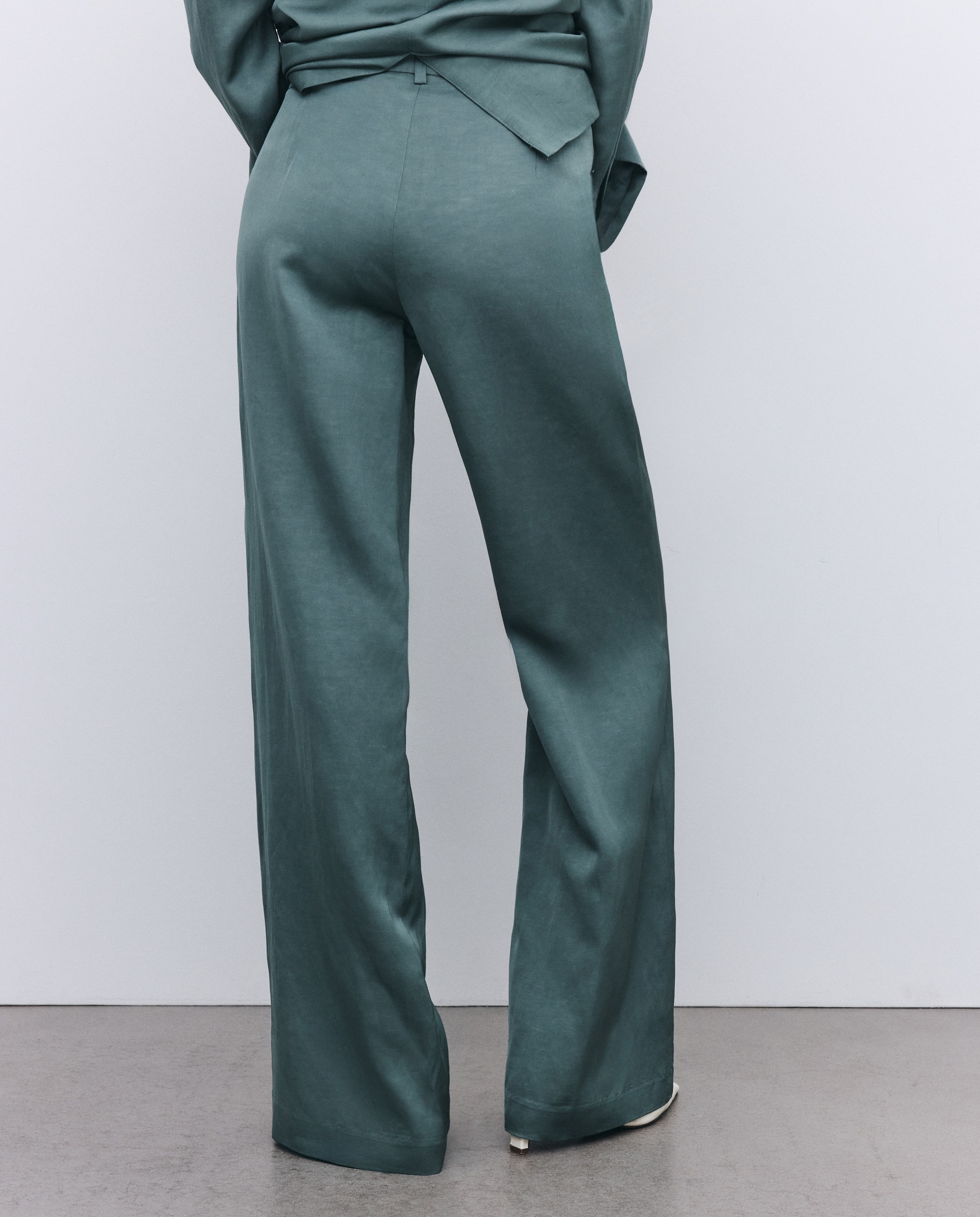 Calças de Fato Acetinadas Verde-3