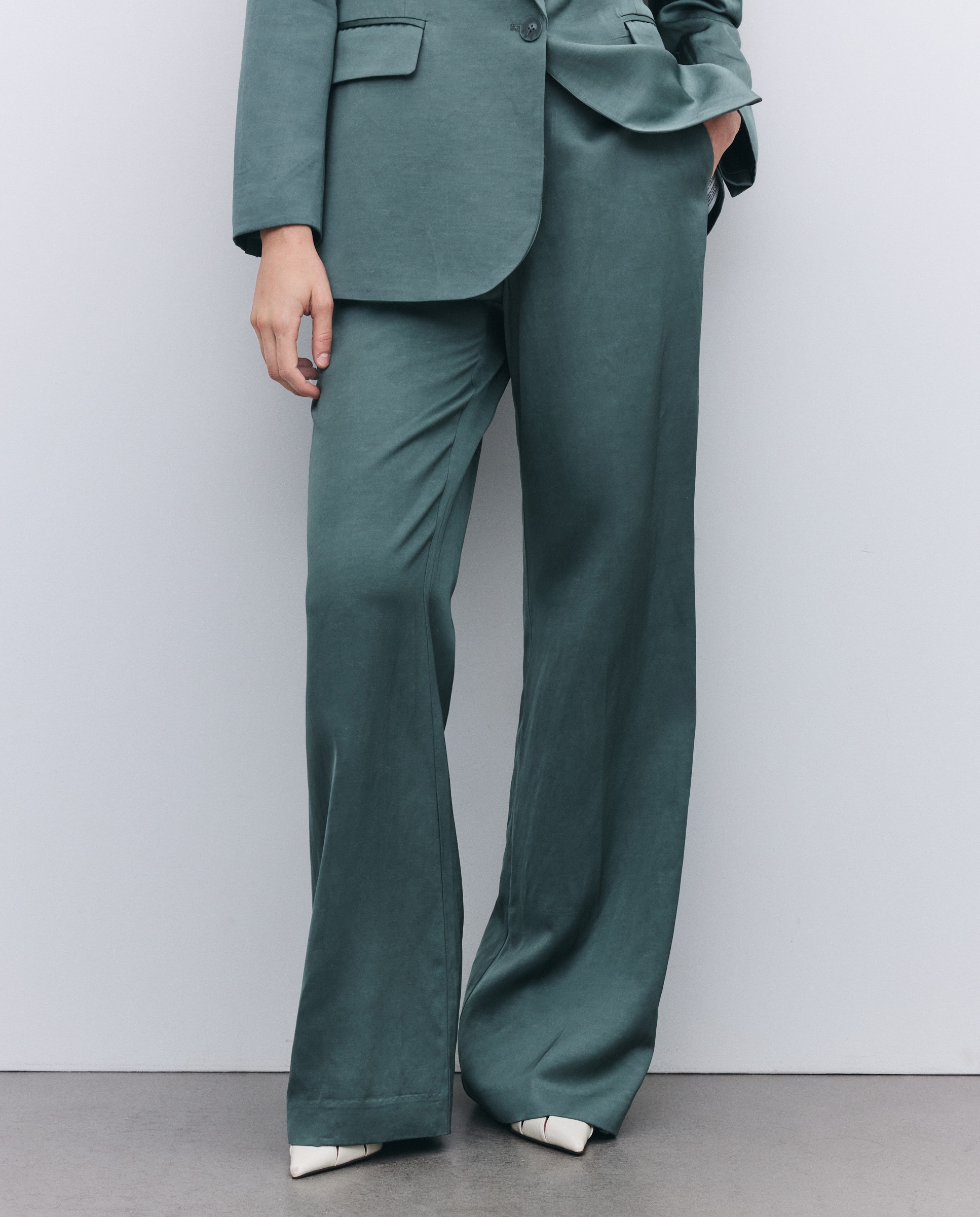 Calças de Fato Acetinadas Verde-2