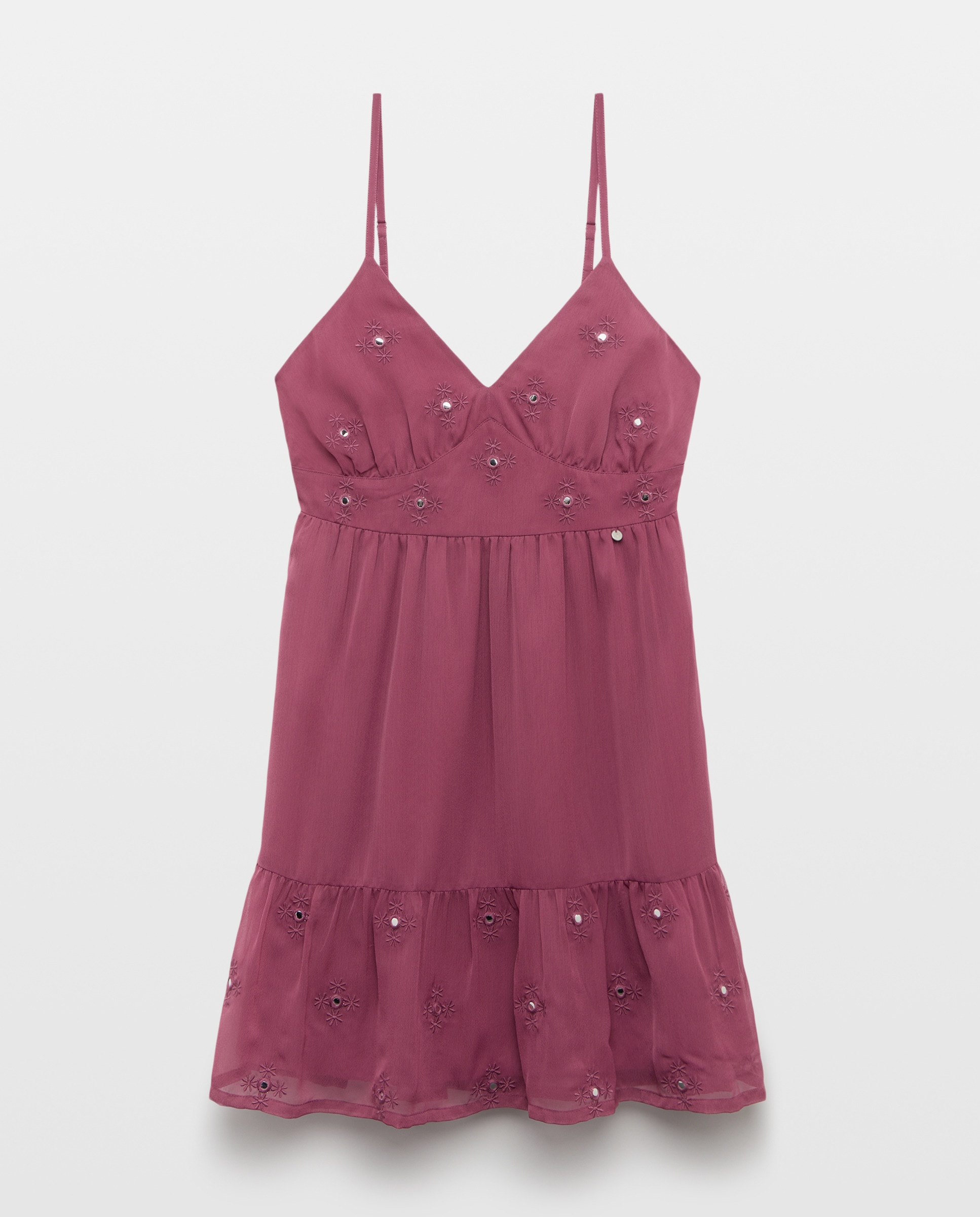 Vestido Curto com Espelhos 230 Rosa Escuro-4