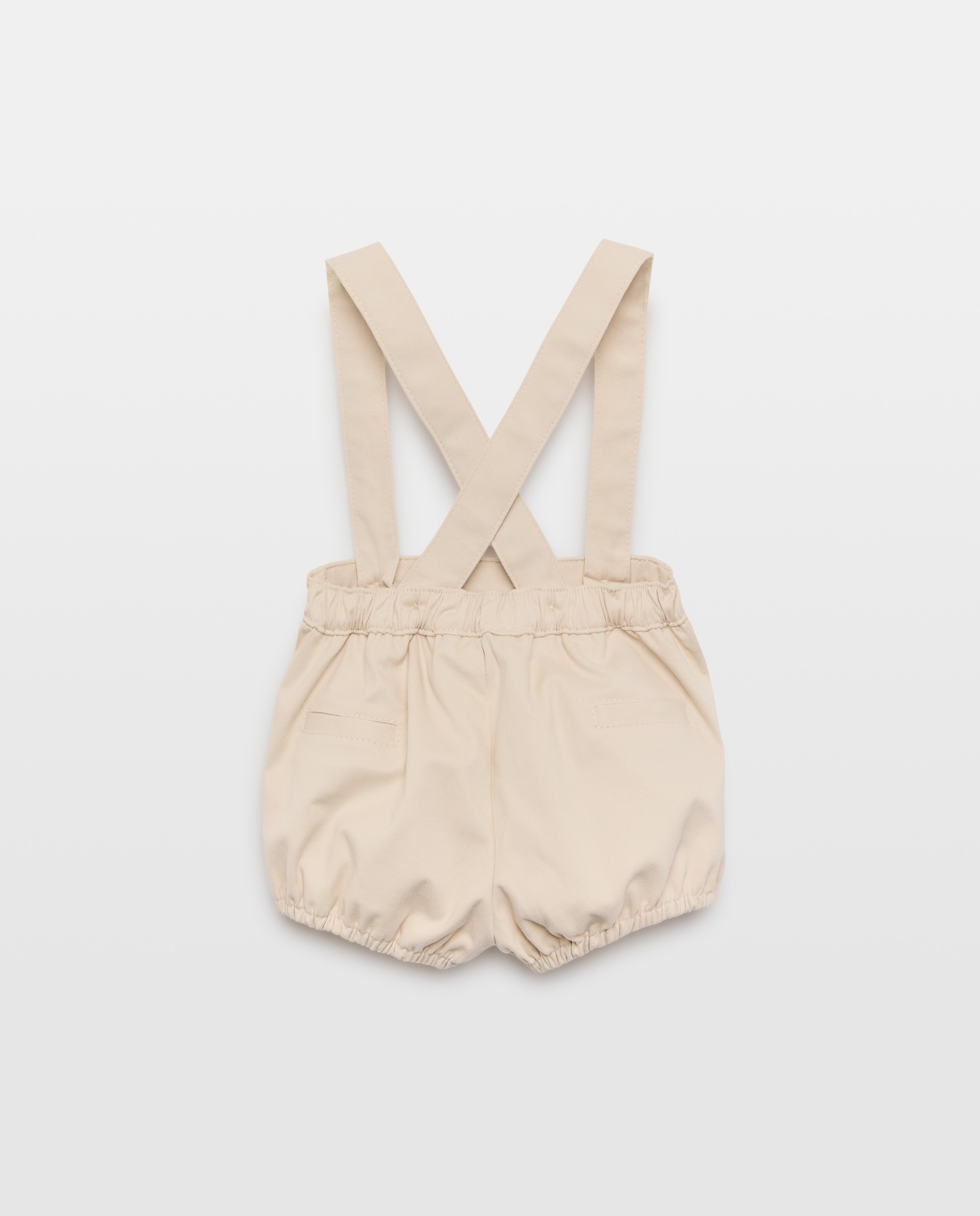 Cueca de Banho de Sarja Tingida de Bebé com Alças Bege-2
