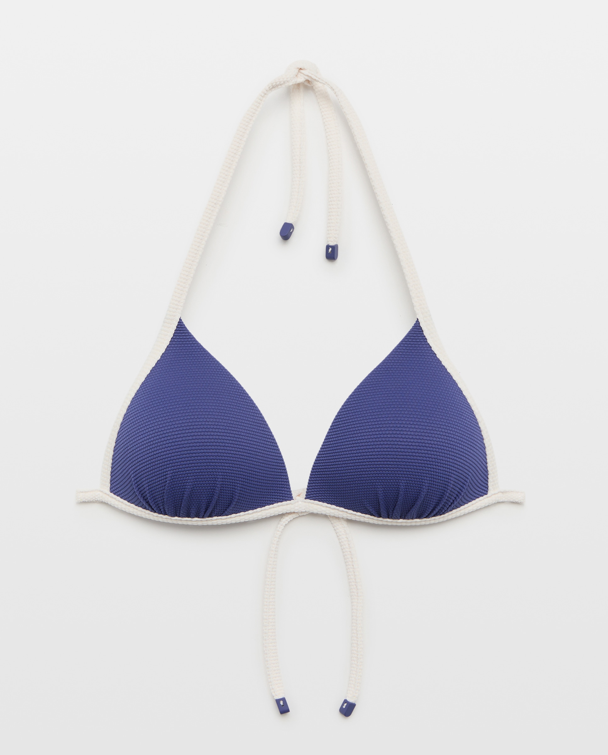 Top de Biquíni Triangular Fixo com Push-up 430 Azul Escuro-4