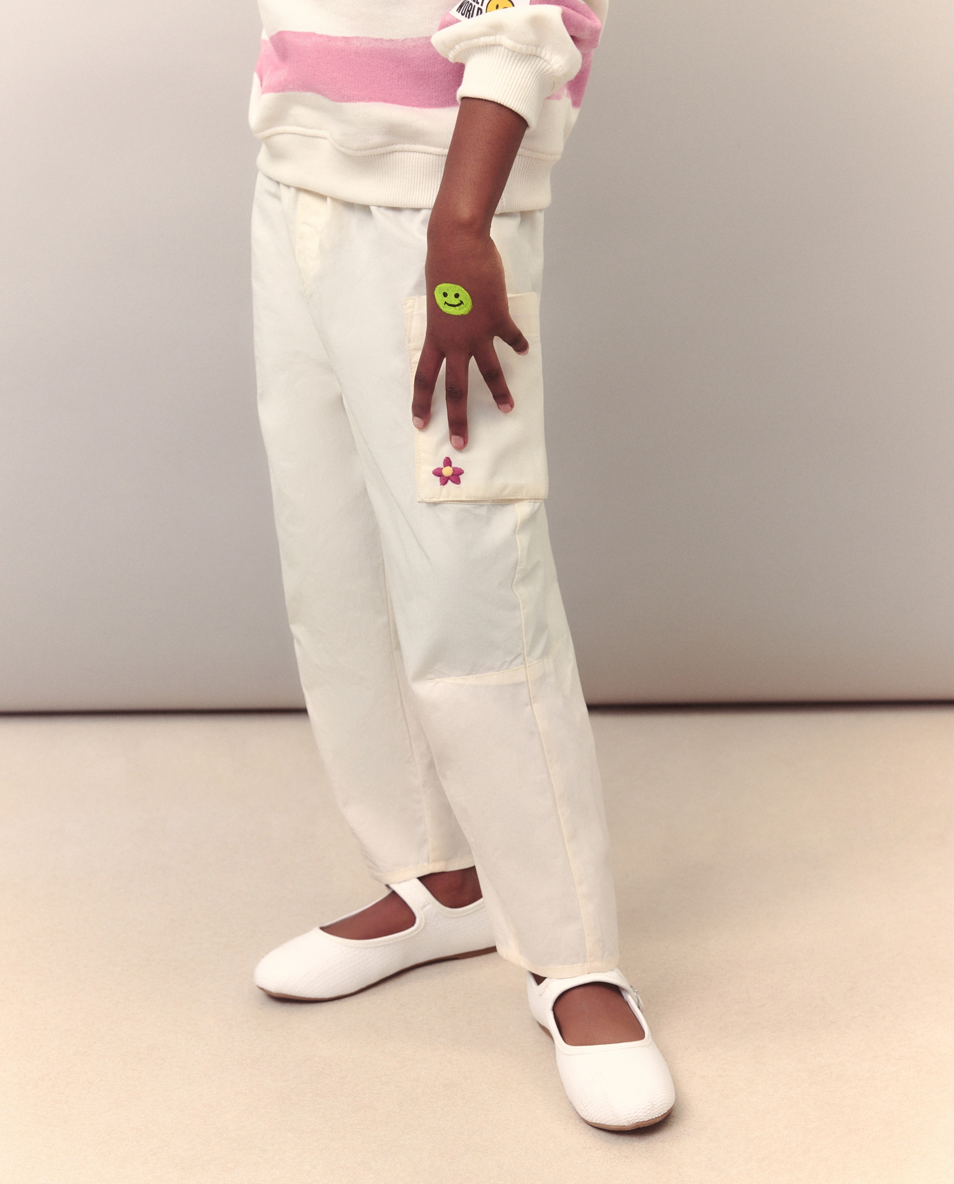 Calças Cargo com Cós Elástico 120 Cru-2