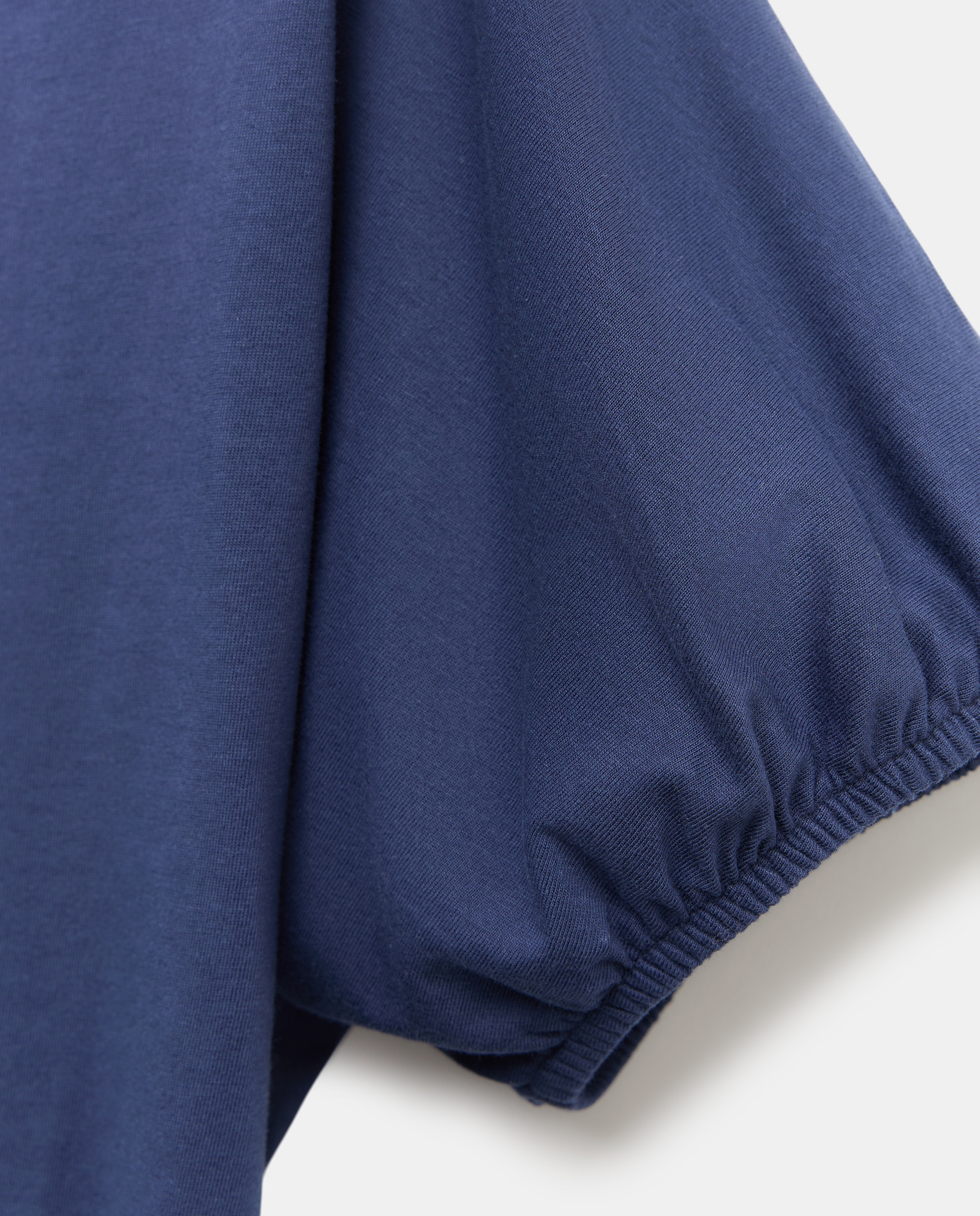 T-shirt de Manga Curta e Decote em Bico com Elástico nas Mangas 400 Azul-6