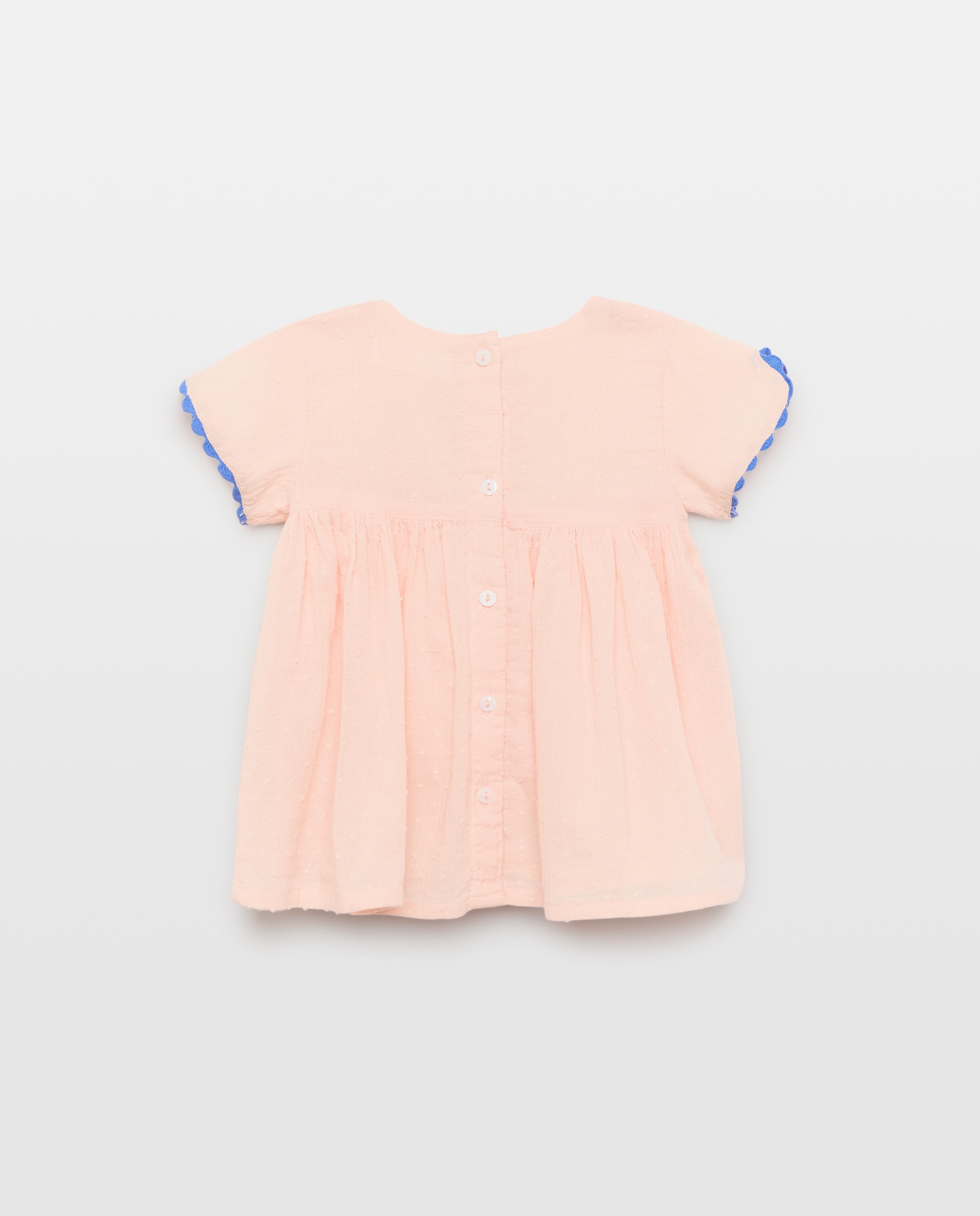 Vestido de Bebé com Manga Curta e Bolso e Sem Cueca 260 Salmão-2