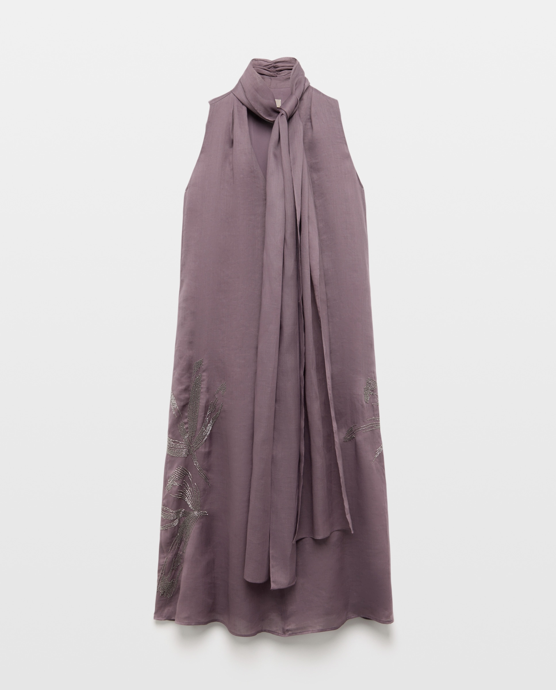 Vestido Halter de Rami Bordado Roxo-6