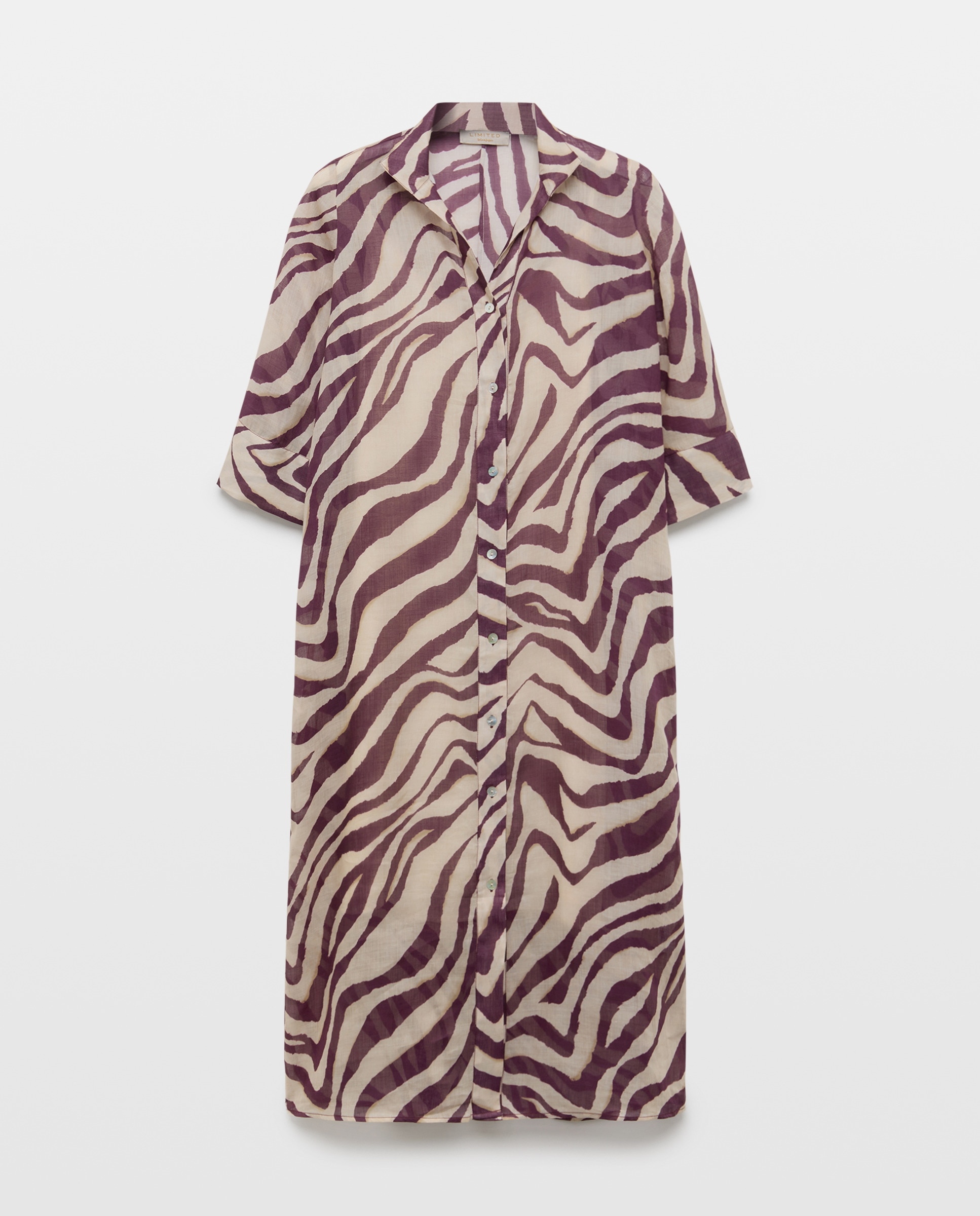 Vestido Tipo Túnica com Animal Print de Zebra Roxo-5